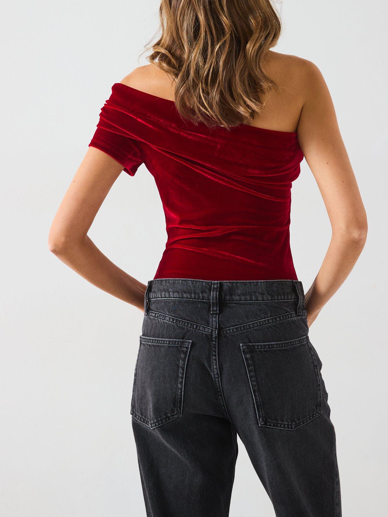 Image 5 of 5 of Mango Velvet Bodysuit - Red