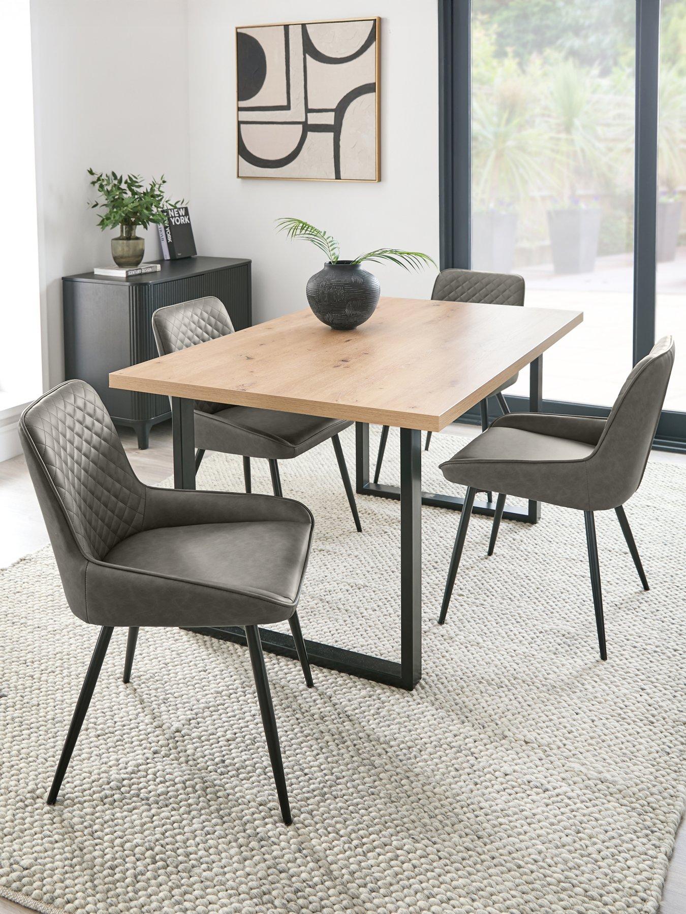 Very Home Burton 140 cm Dining Table + 4 Sorena Dining Chairs - Artisan Oak/Grey