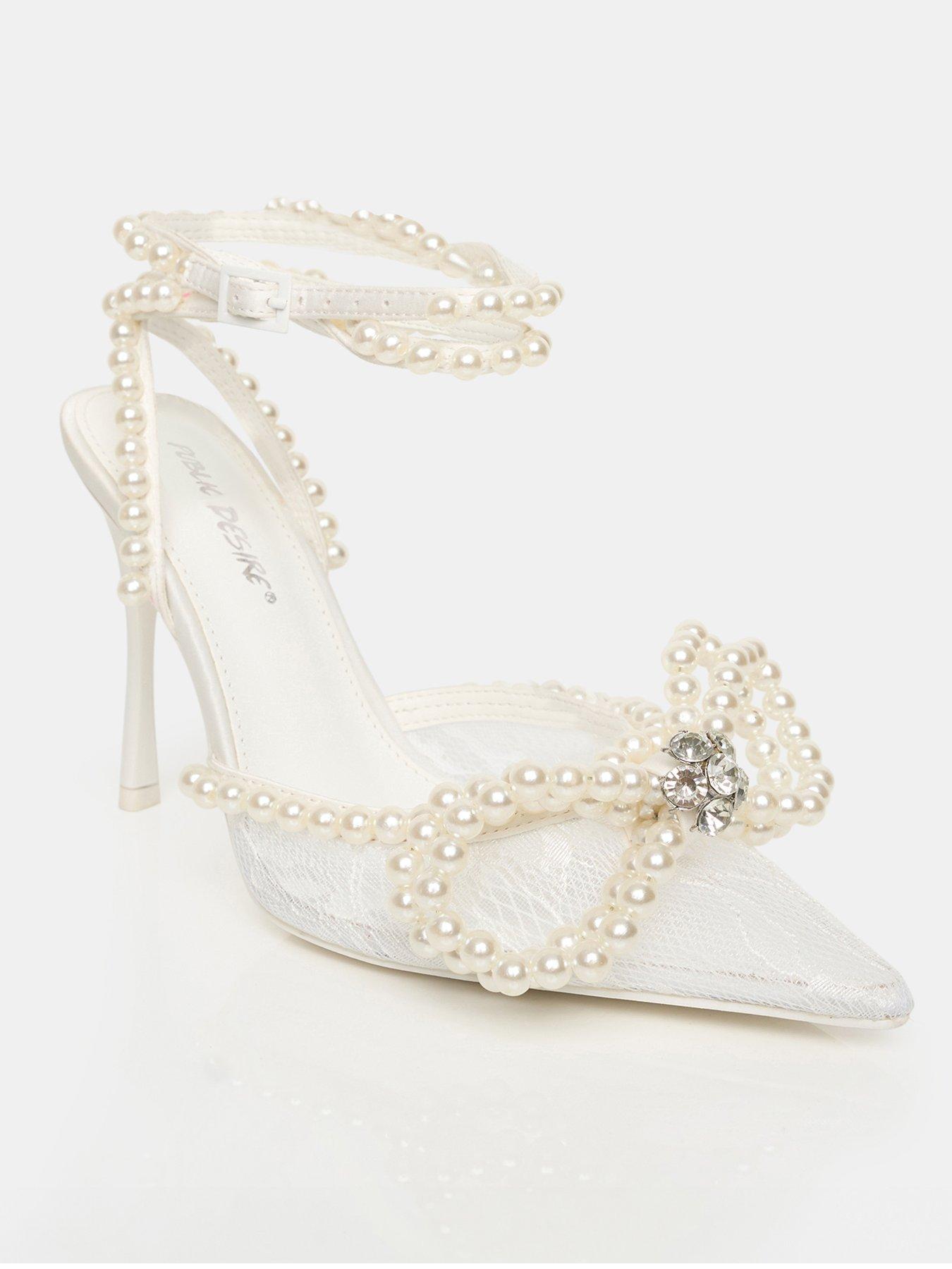 undefined Midnight Lace Heeled Shoes - White
