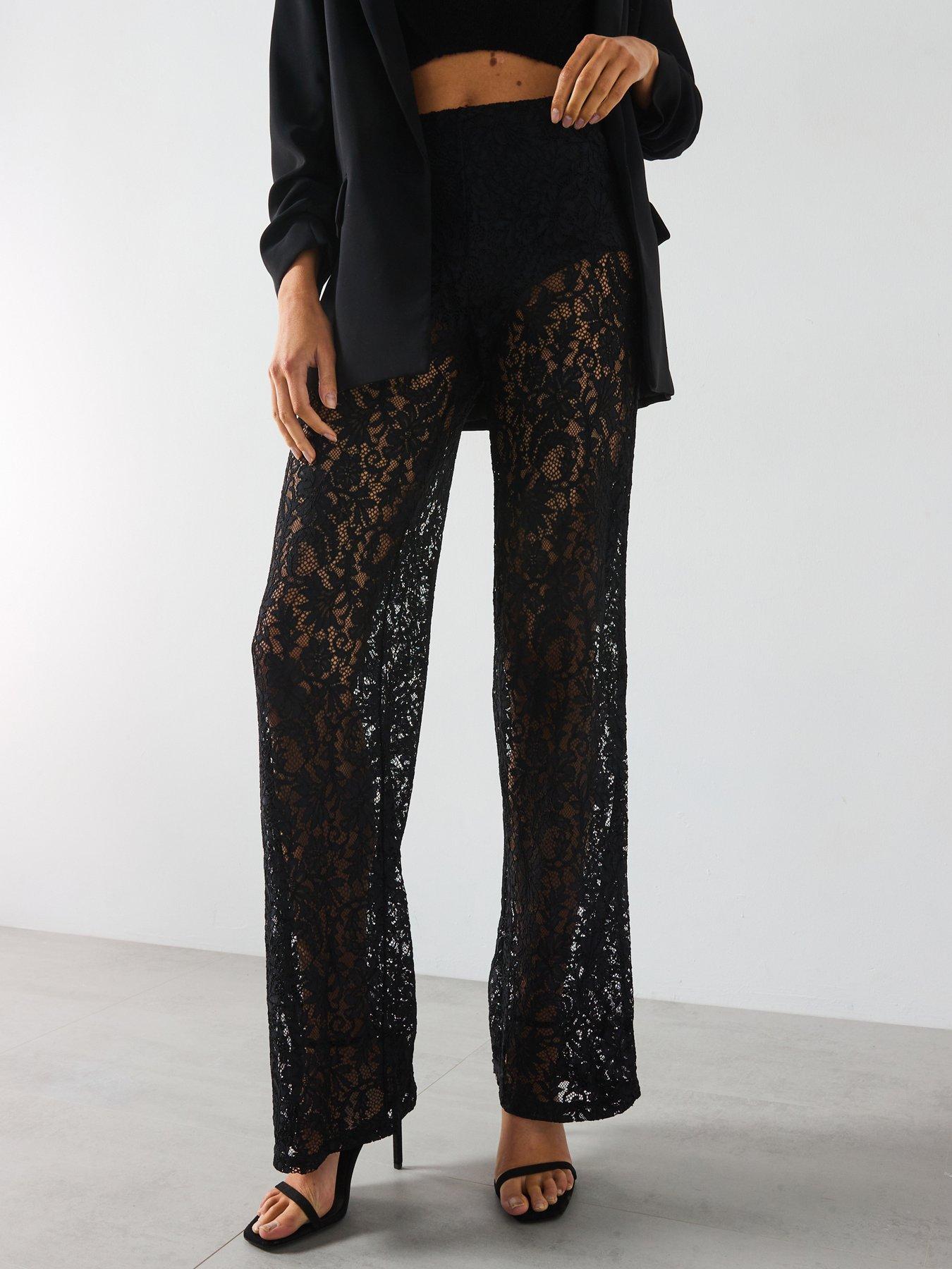 Image 1 of 6 of Mango Lace Trousers - Black
