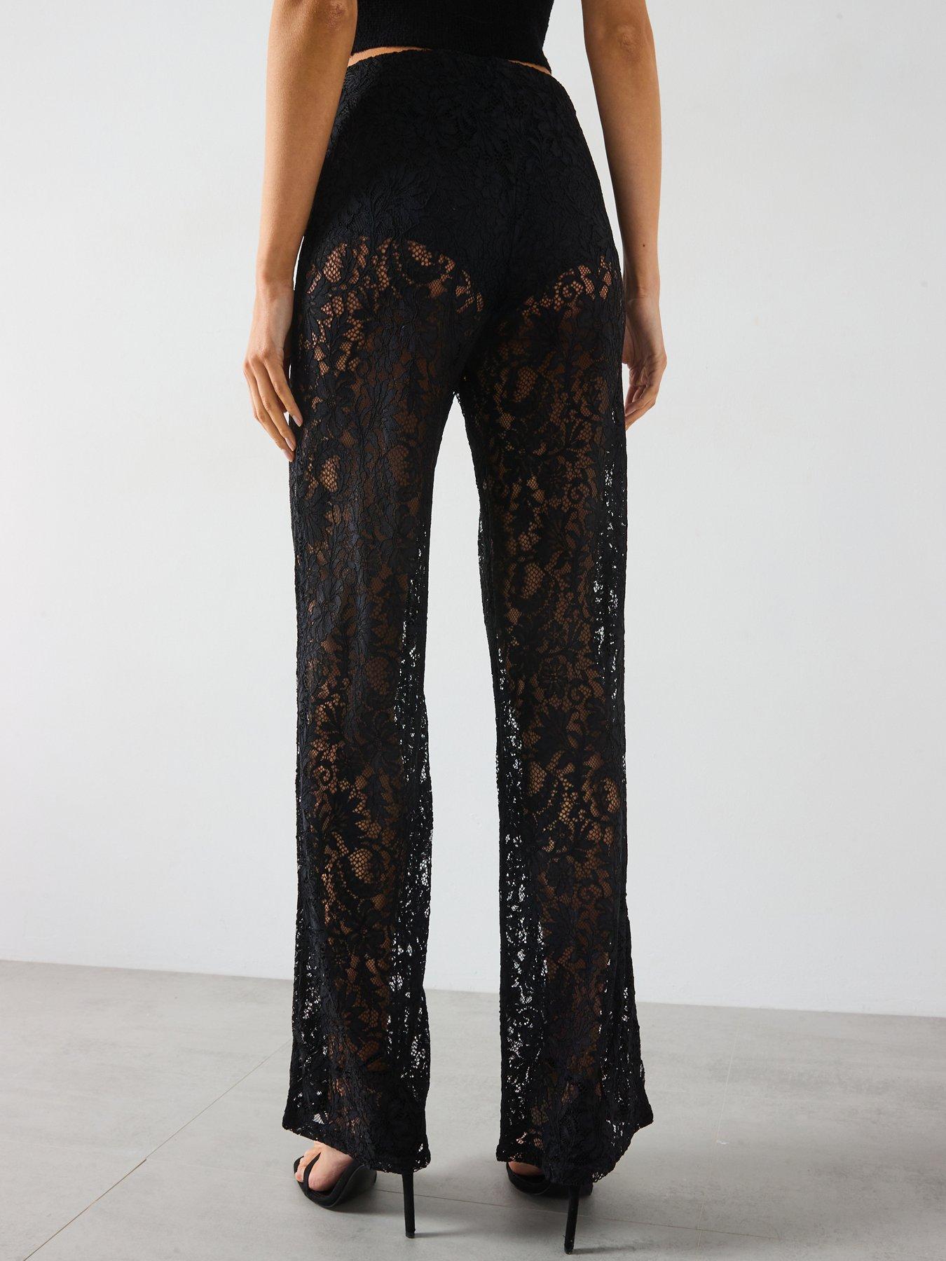 Image 2 of 6 of Mango Lace Trousers - Black