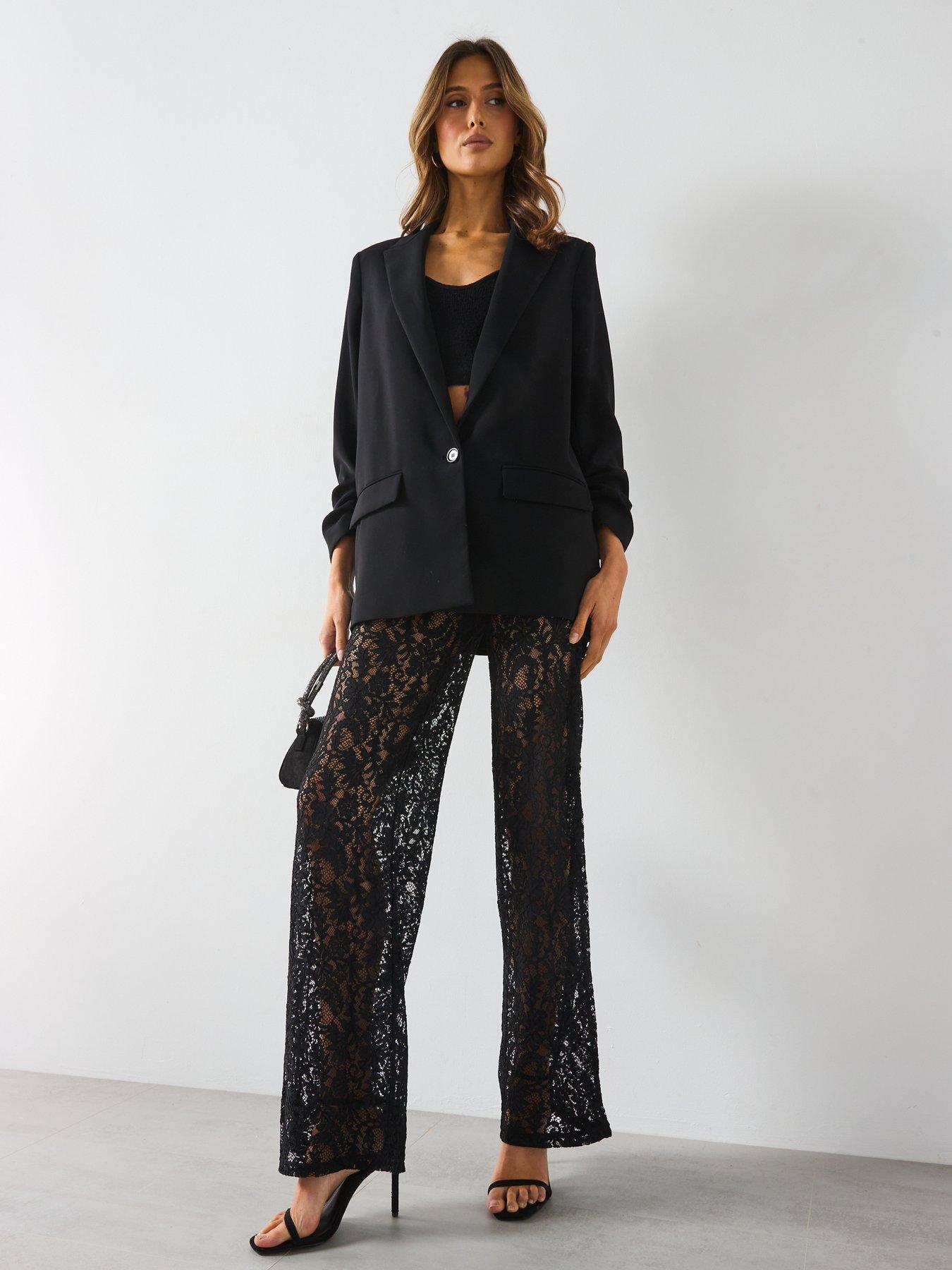 Image 3 of 6 of Mango Lace Trousers - Black