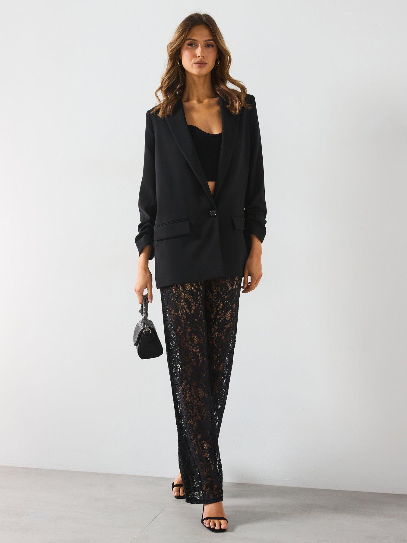 Image 6 of 6 of Mango Lace Trousers - Black