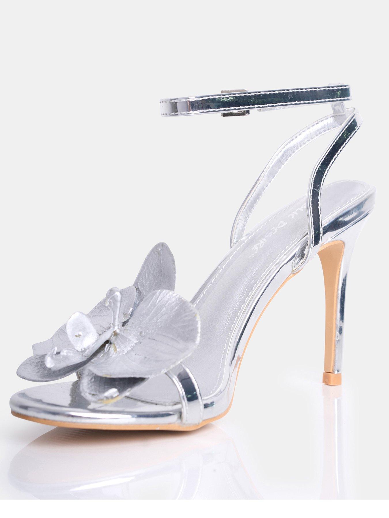 undefined Mica Flower Detail Heel - Silver