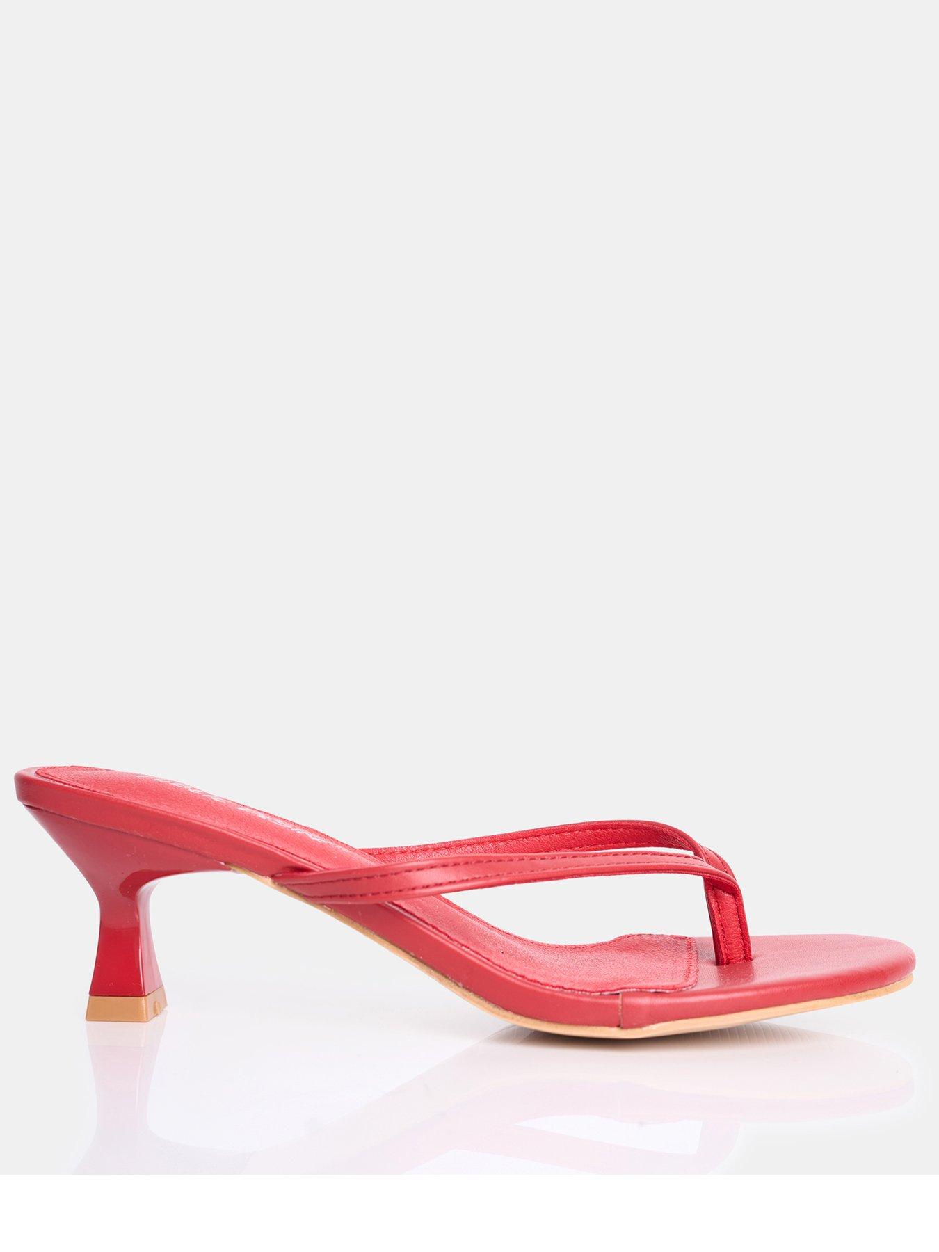undefined Evermore Heeled Toe Thong Sandal - Red