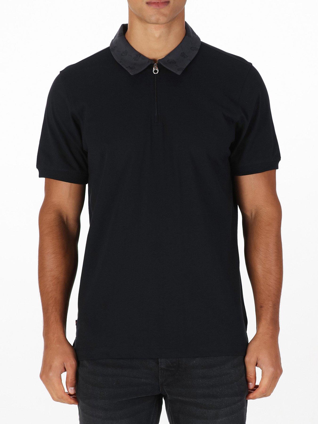 Image 1 of 5 of Luke 1977 Henderson Zip Neck Polo Shirt -dark Grey