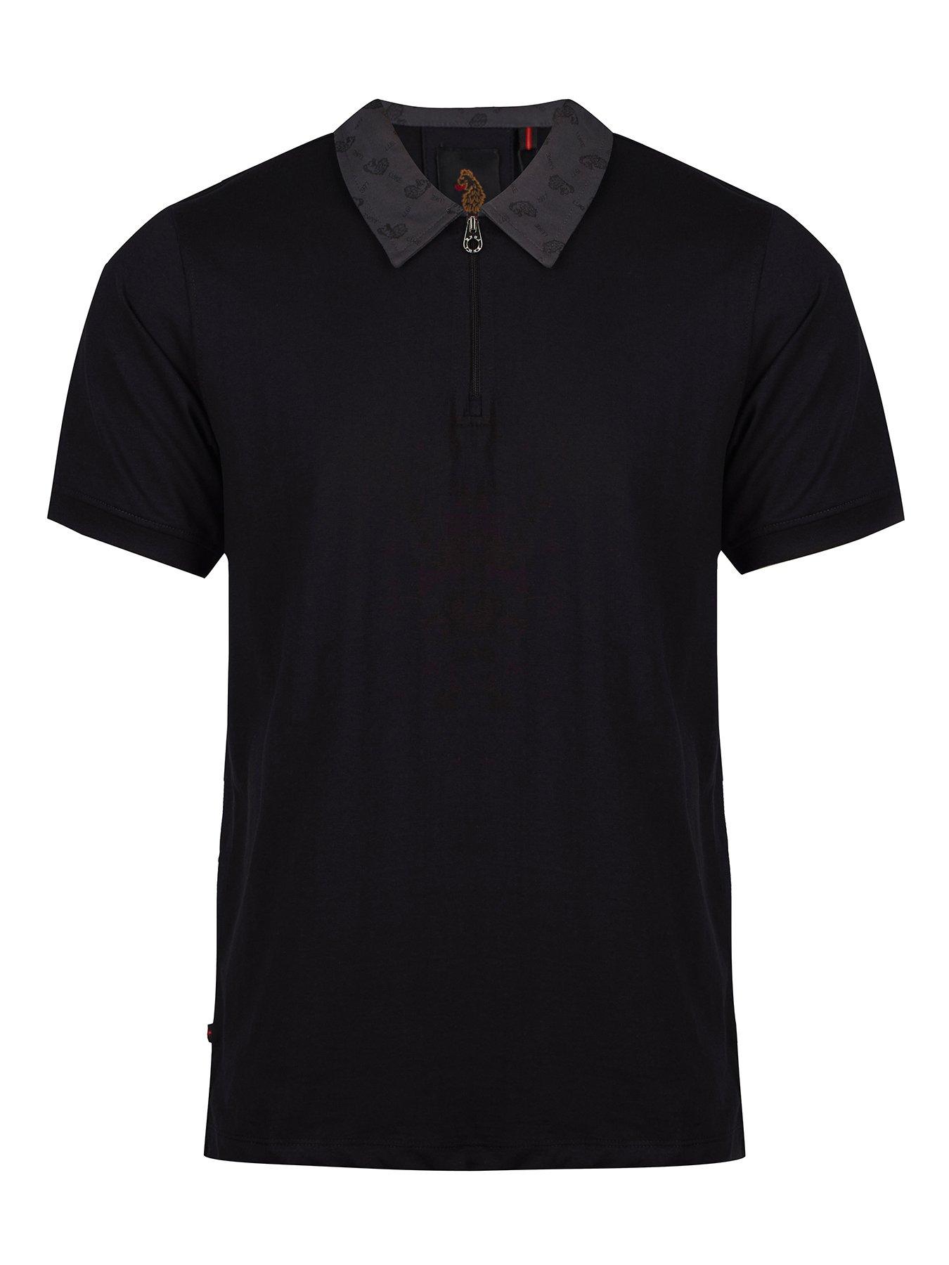 Image 3 of 5 of Luke 1977 Henderson Zip Neck Polo Shirt -dark Grey
