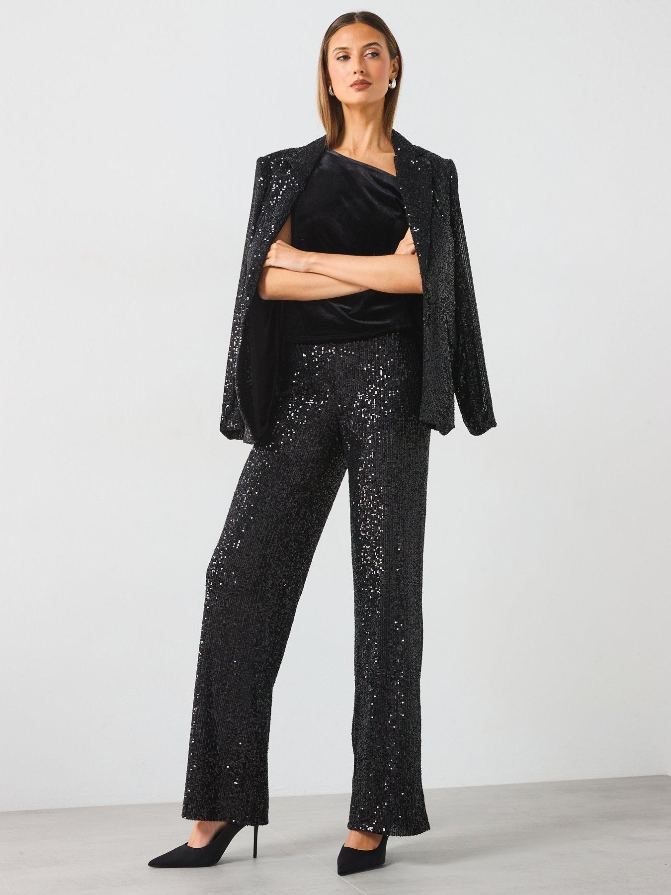 Image 5 of 6 of Mango Sequin Trousers - Black