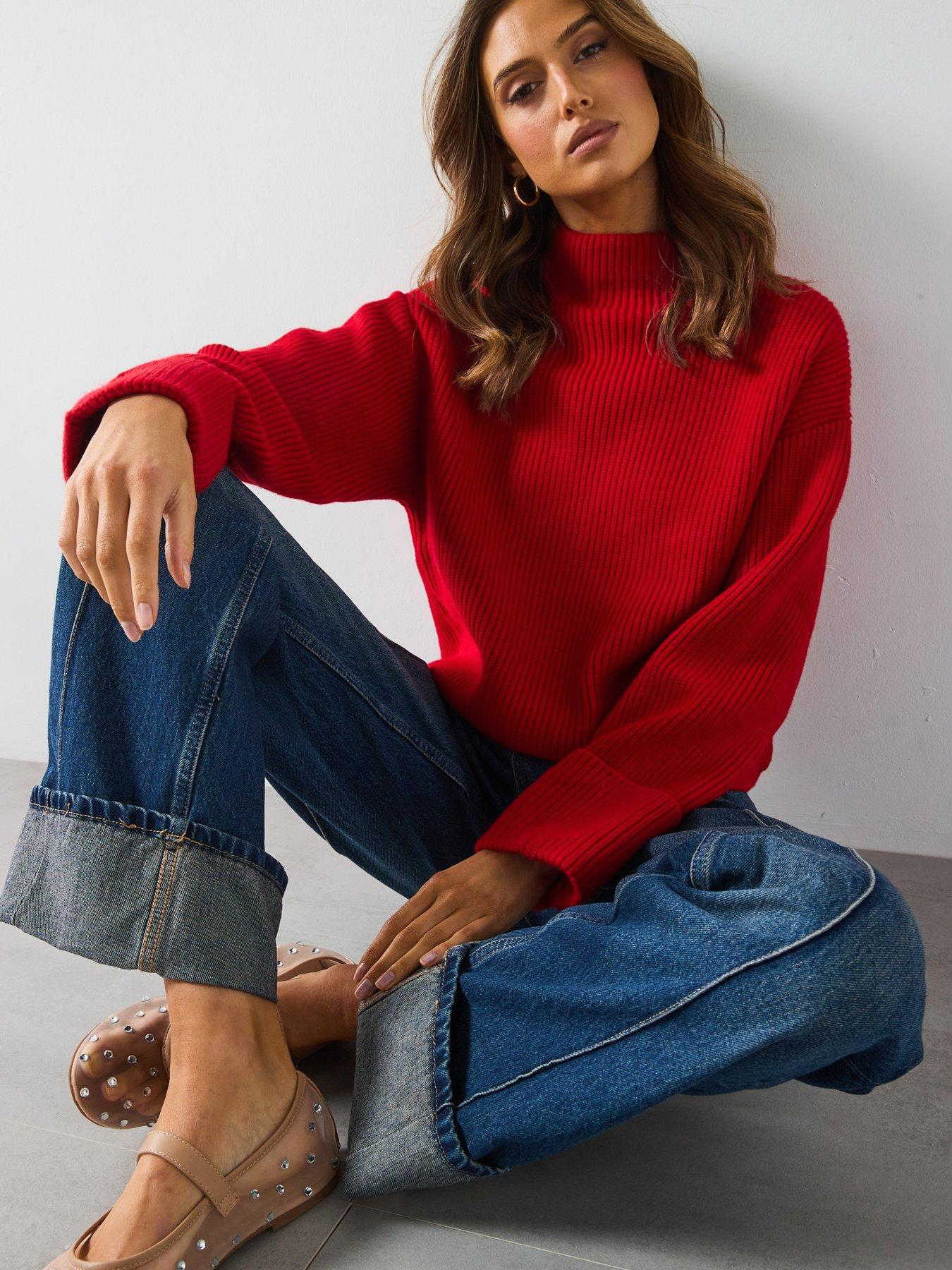 undefined Roll Neck Jumper - Red