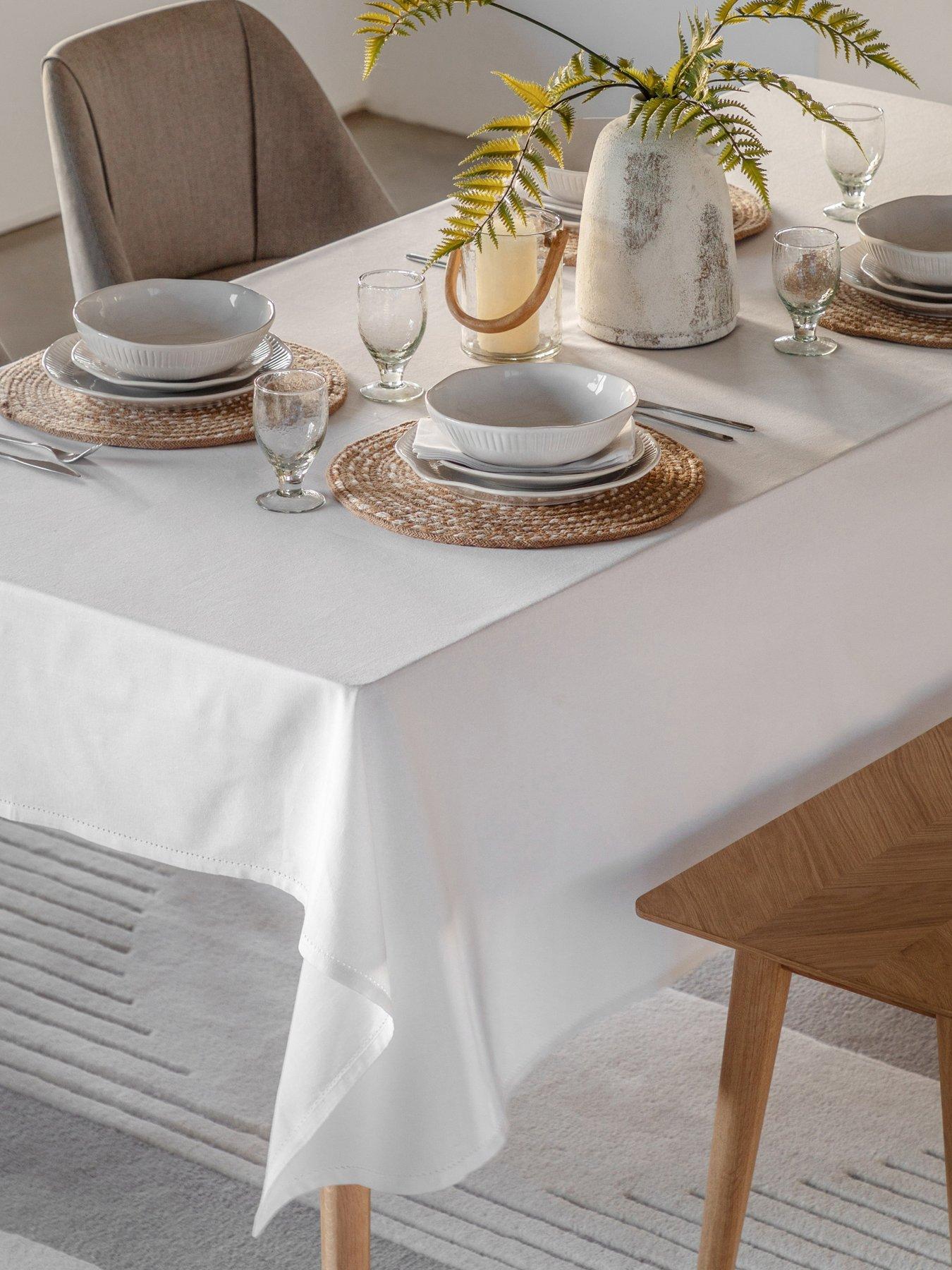 Product photograph of Gallery White Classic Tablecloth White from very.co.uk