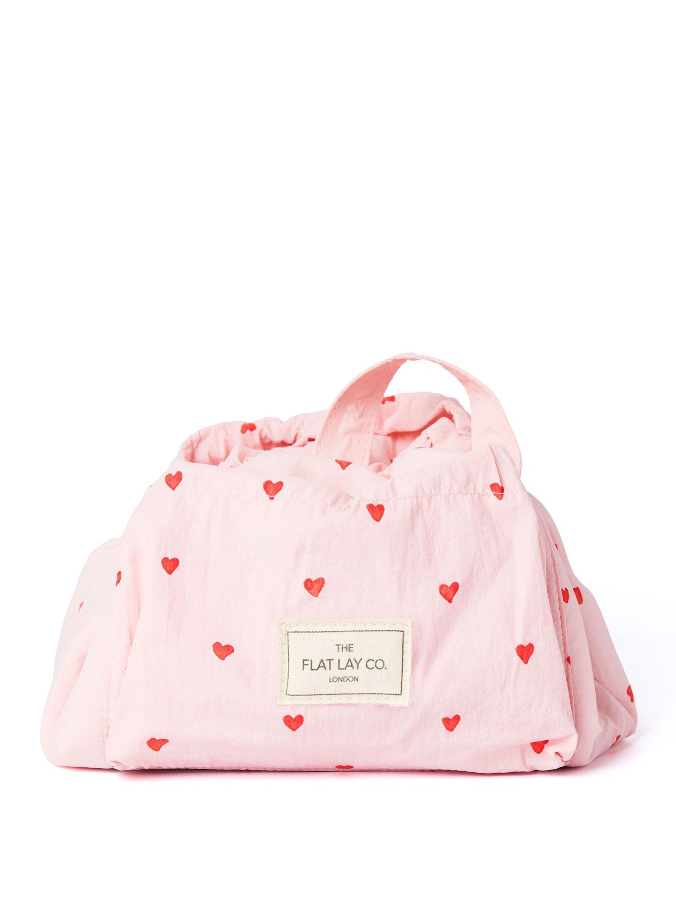 undefined Marshmallow Drawstring Makeup Bag in Pink Hearts