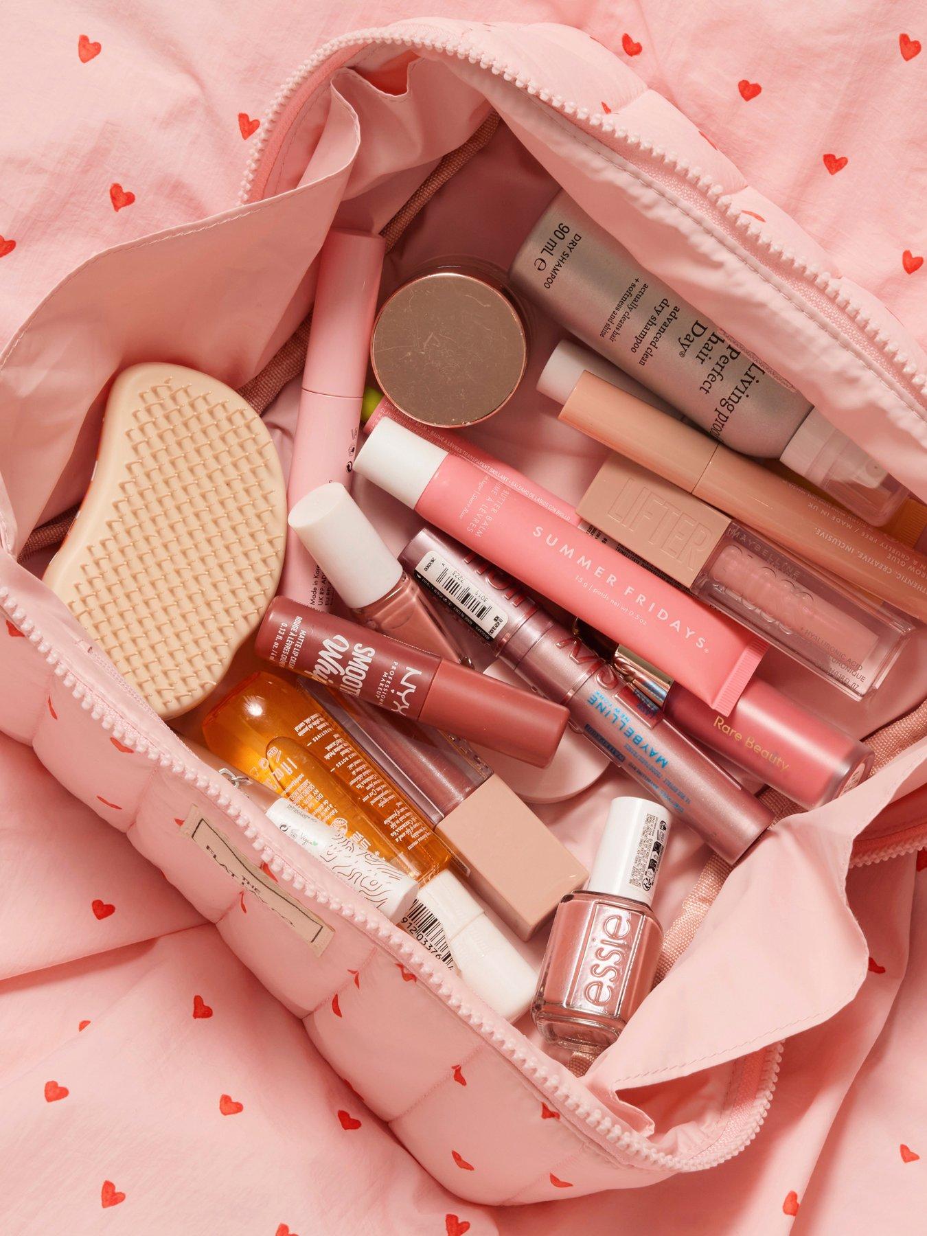 The Flat Lay Marshmallow Makeup Box Bag in Pink Hearts Very