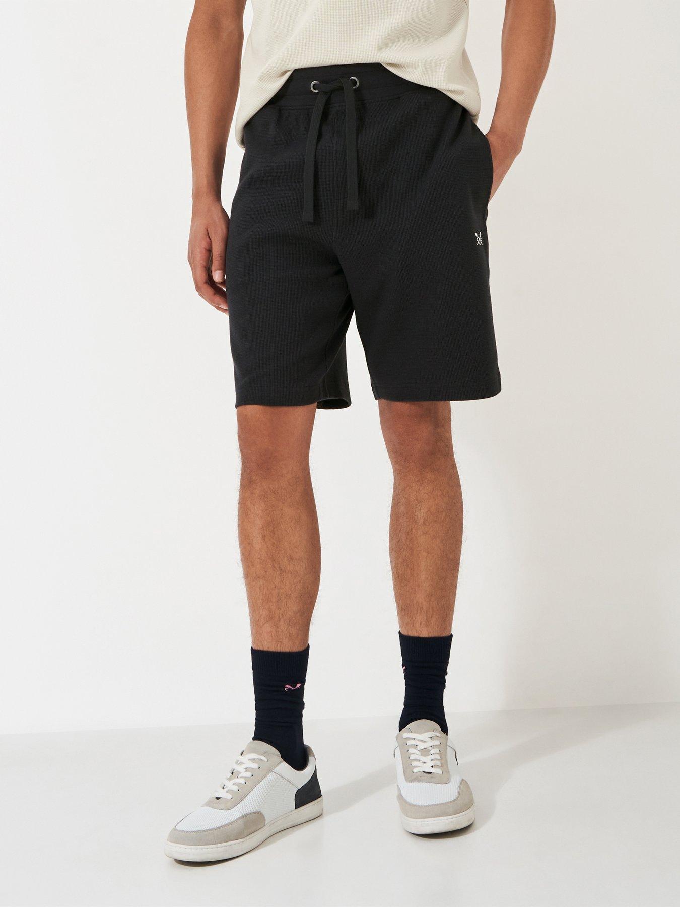 Cotton Blend Waffle Lounge Shorts Dark Grey