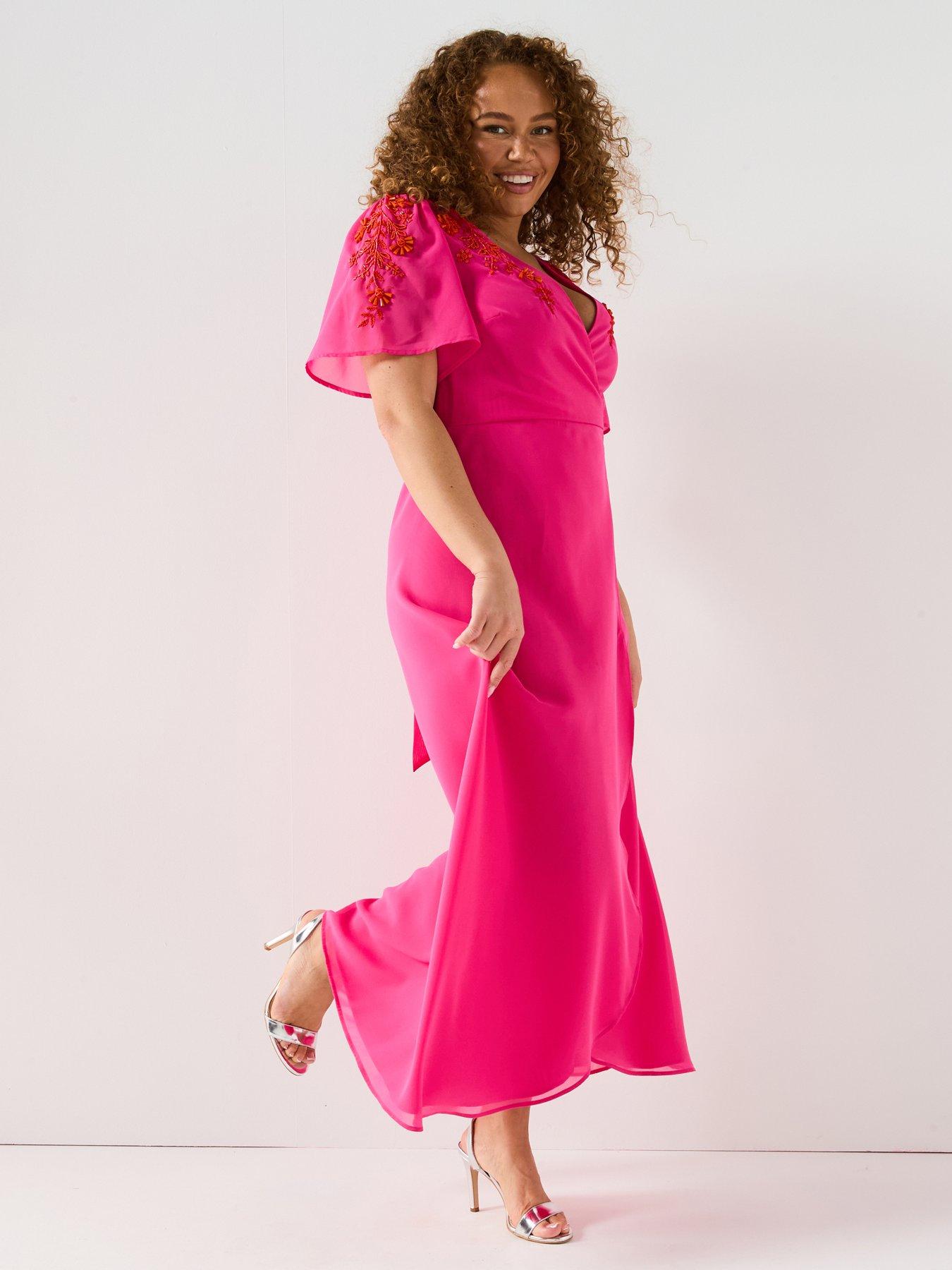 undefined Embellished Shoulder Wrap Dress