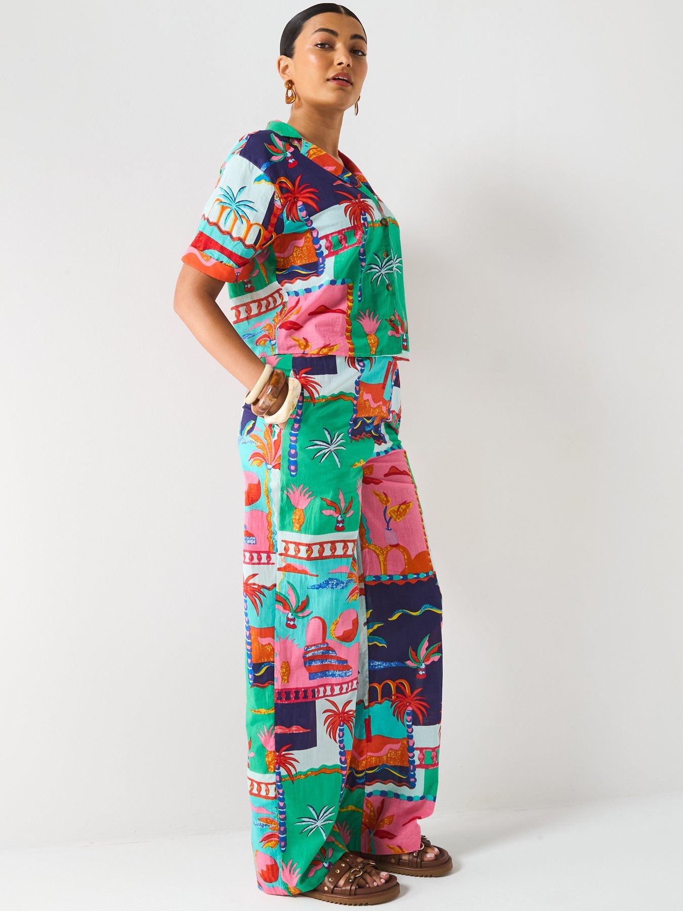 Image 3 of 6 of V by Very Postcard Trouser Co-Ord - Multi