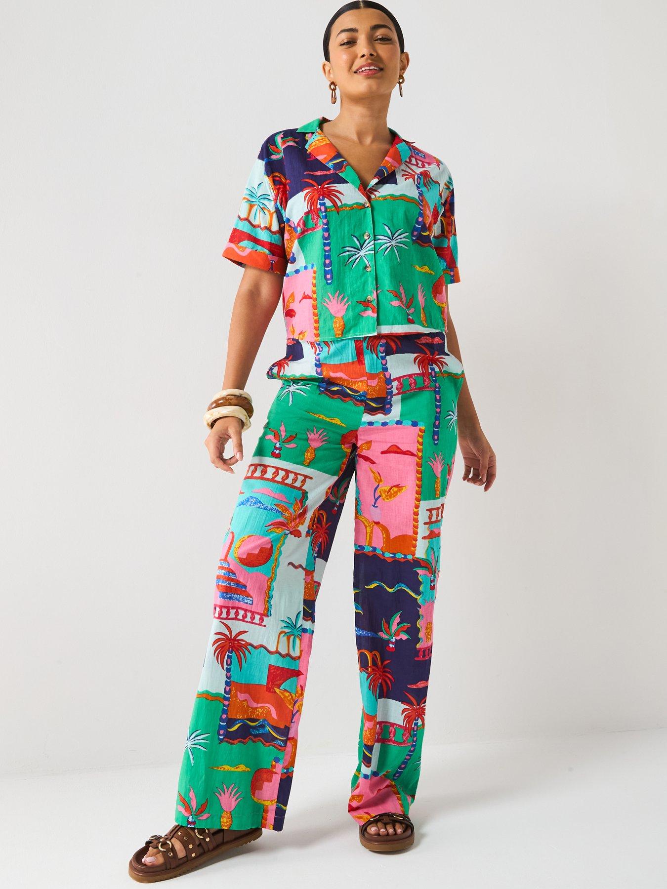 Image 4 of 6 of V by Very Postcard Trouser Co-Ord - Multi