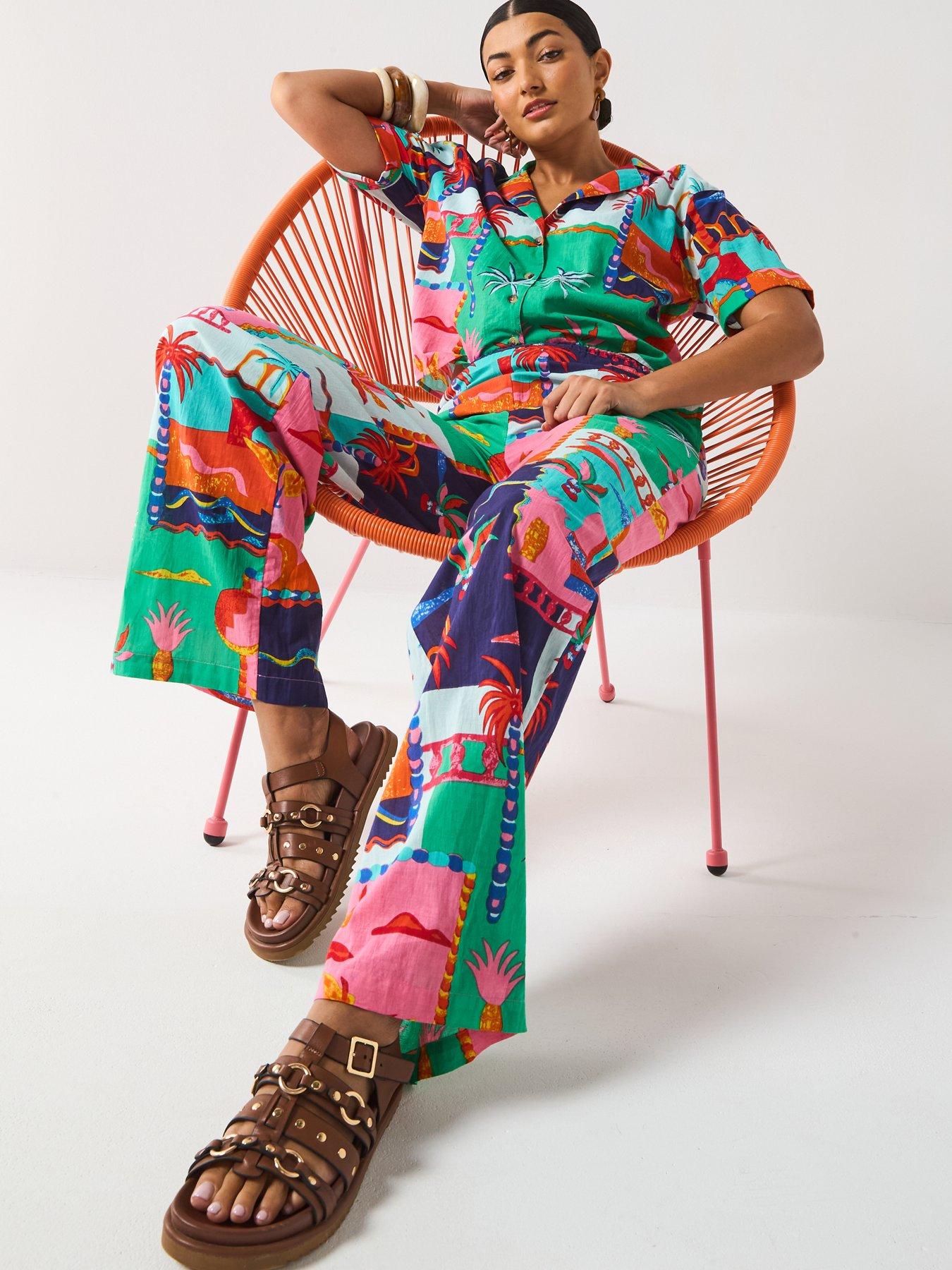 Image 6 of 6 of V by Very Postcard Trouser Co-Ord - Multi