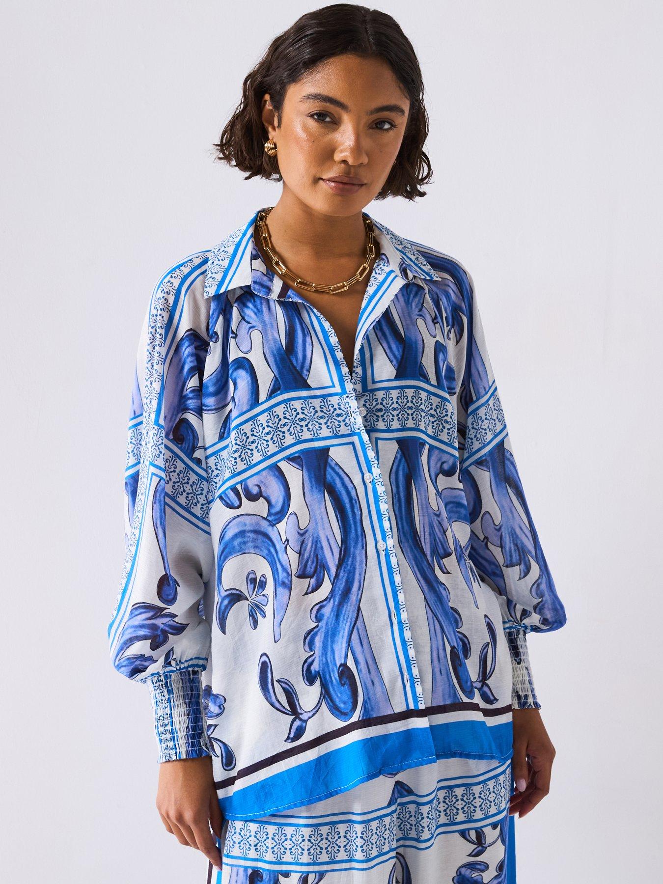undefined Blue Printed Shirt Co-ord