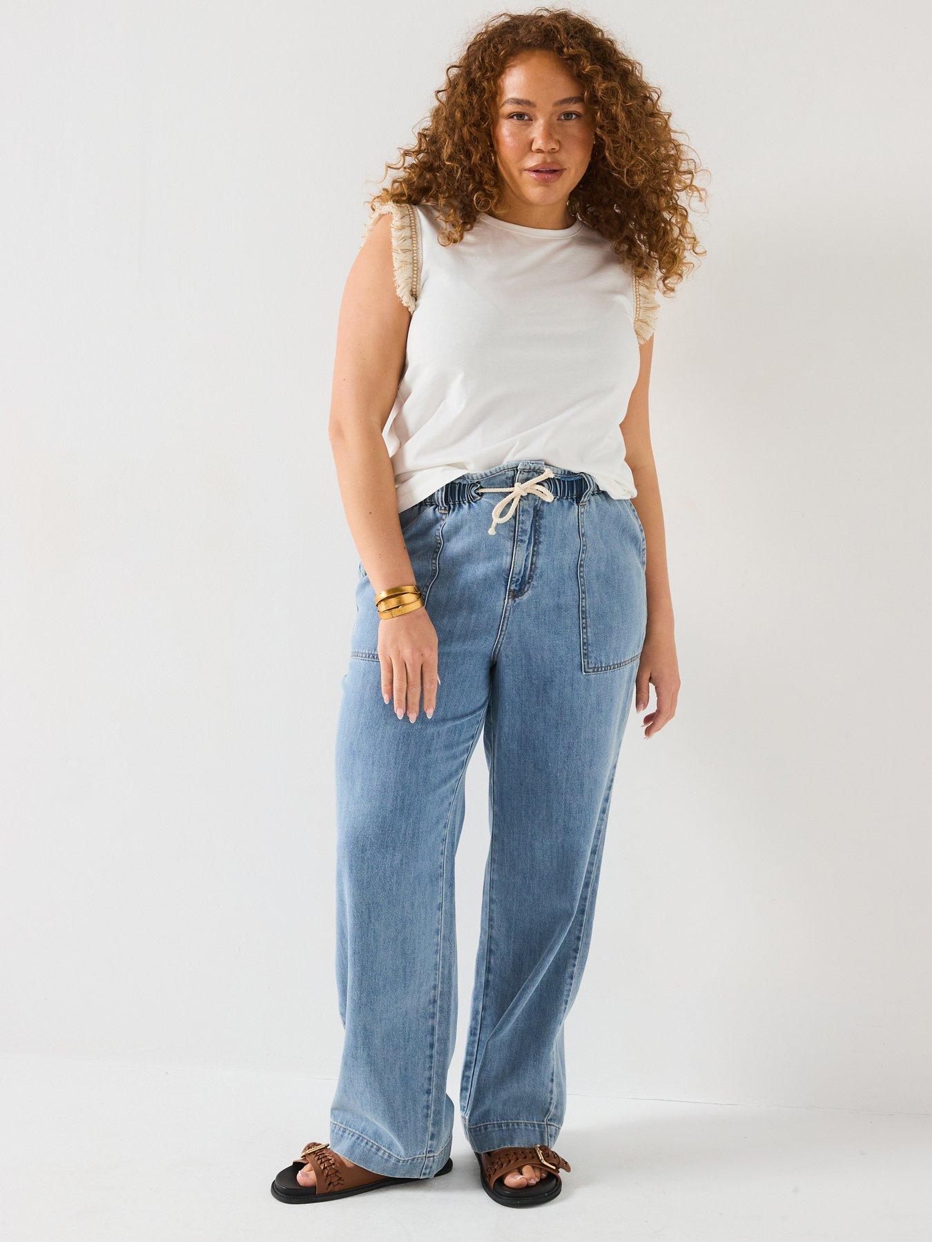undefined Waist Detail Straight Leg Jean - Light Wash