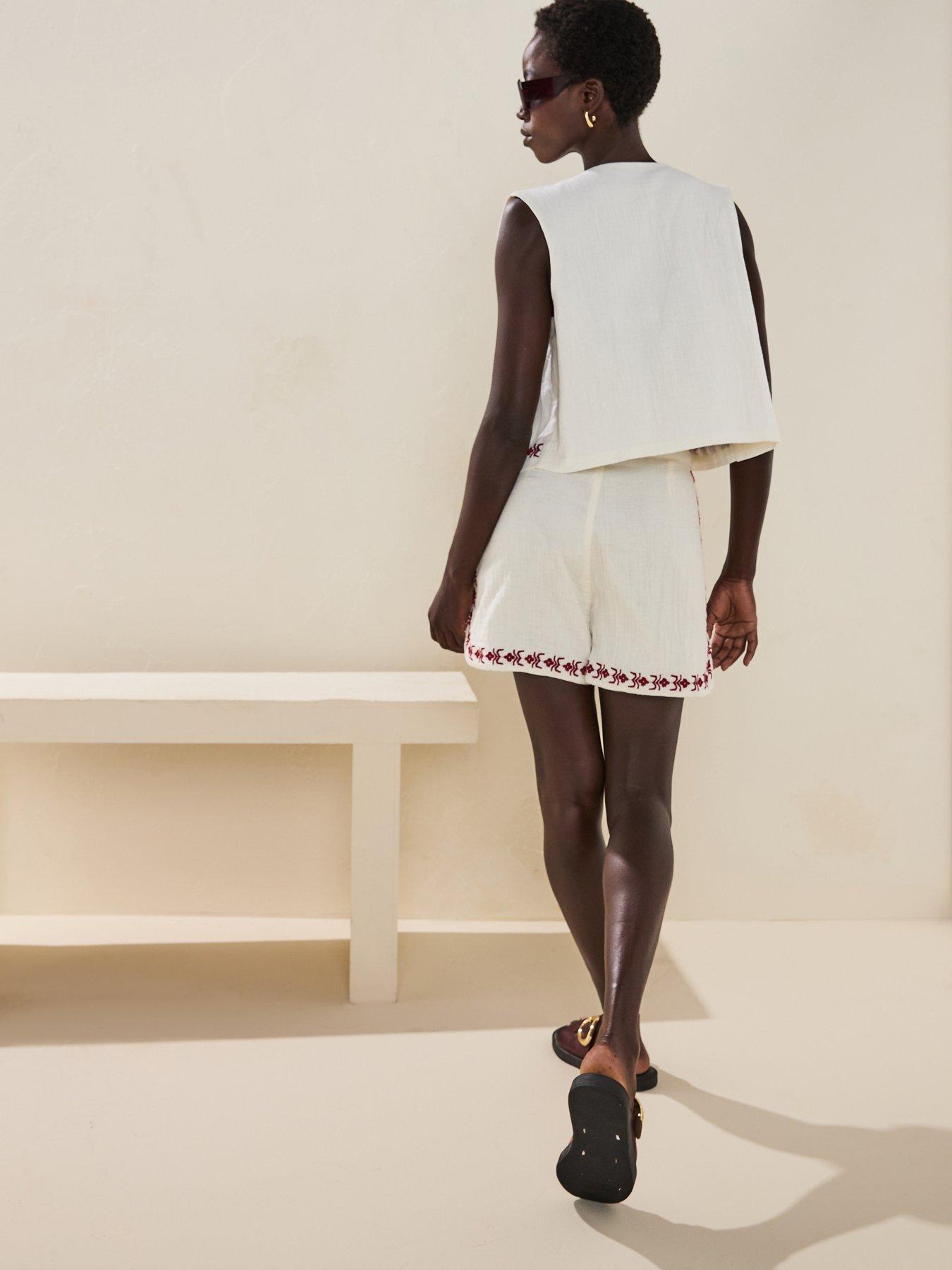 Image 5 of 6 of V by Very Embroidered Short Co-Ord - Cream