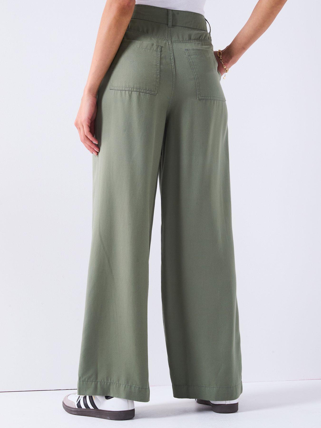 Image 2 of 6 of V by Very High Waist Soft Touch Wide Leg Trouser - Khaki
