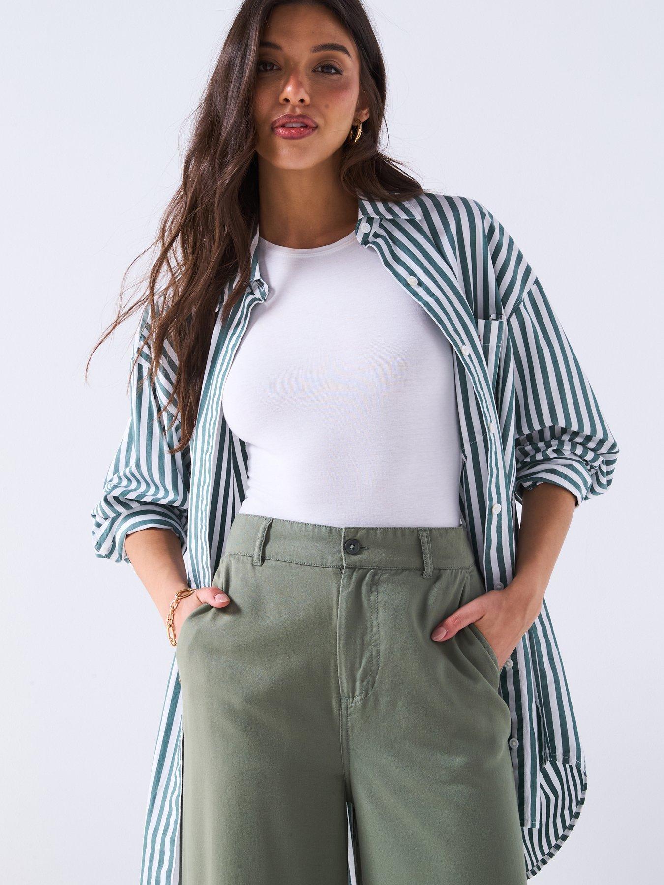 Image 6 of 6 of V by Very High Waist Soft Touch Wide Leg Trouser - Khaki