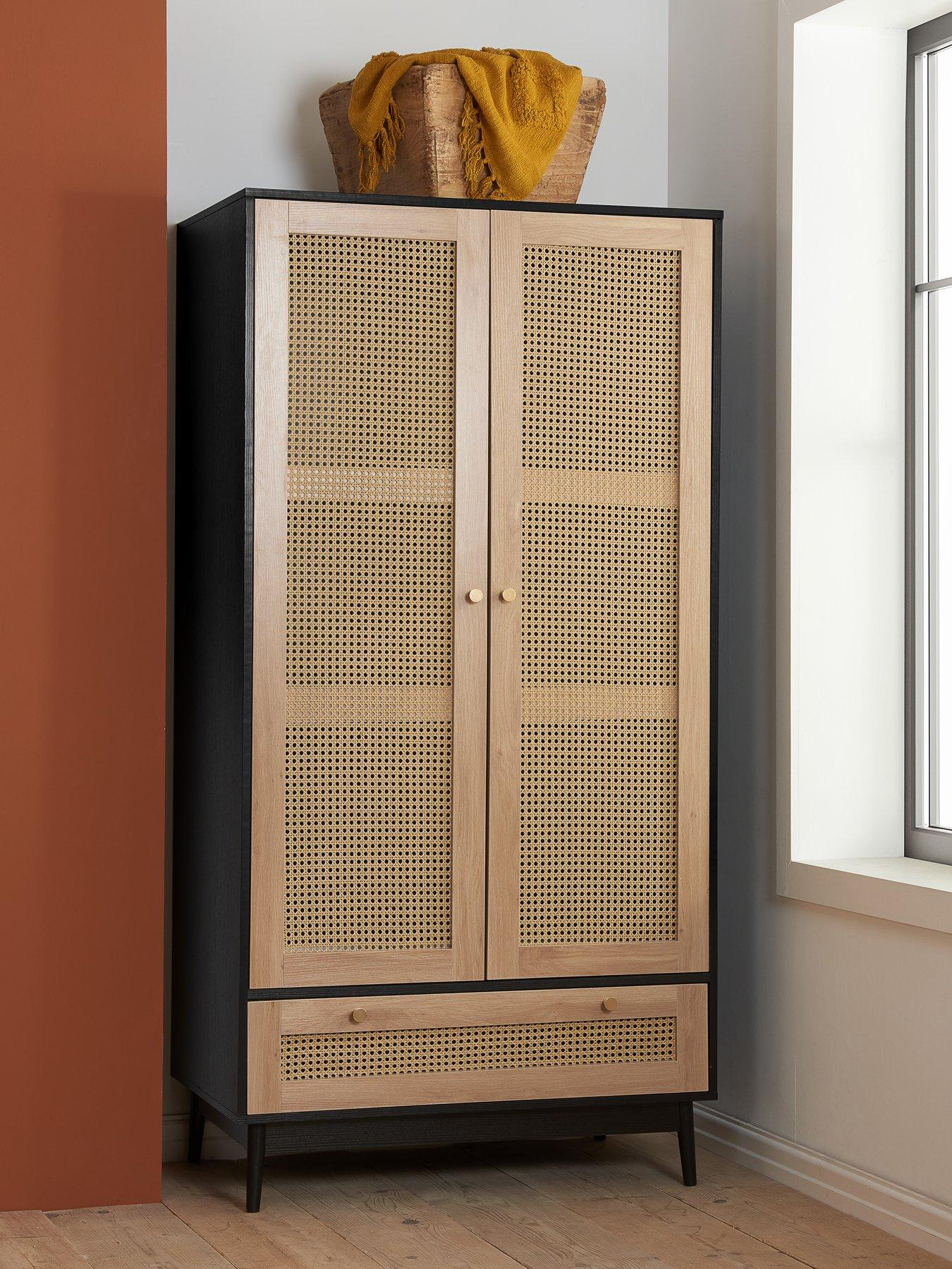 Birlea Croxley 2 Door 1 Drawer Rattan Wardrobe