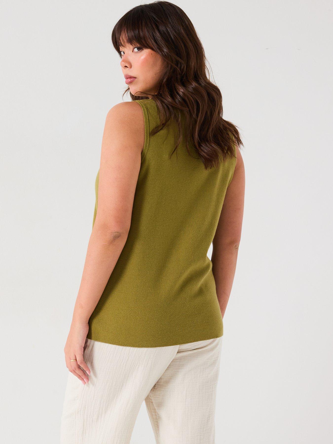 Image 2 of 6 of V by Very Curve Knitted Button Through Waistcoat - Green
