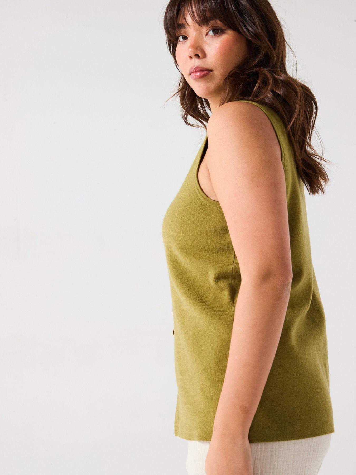 Image 6 of 6 of V by Very Curve Knitted Button Through Waistcoat - Green