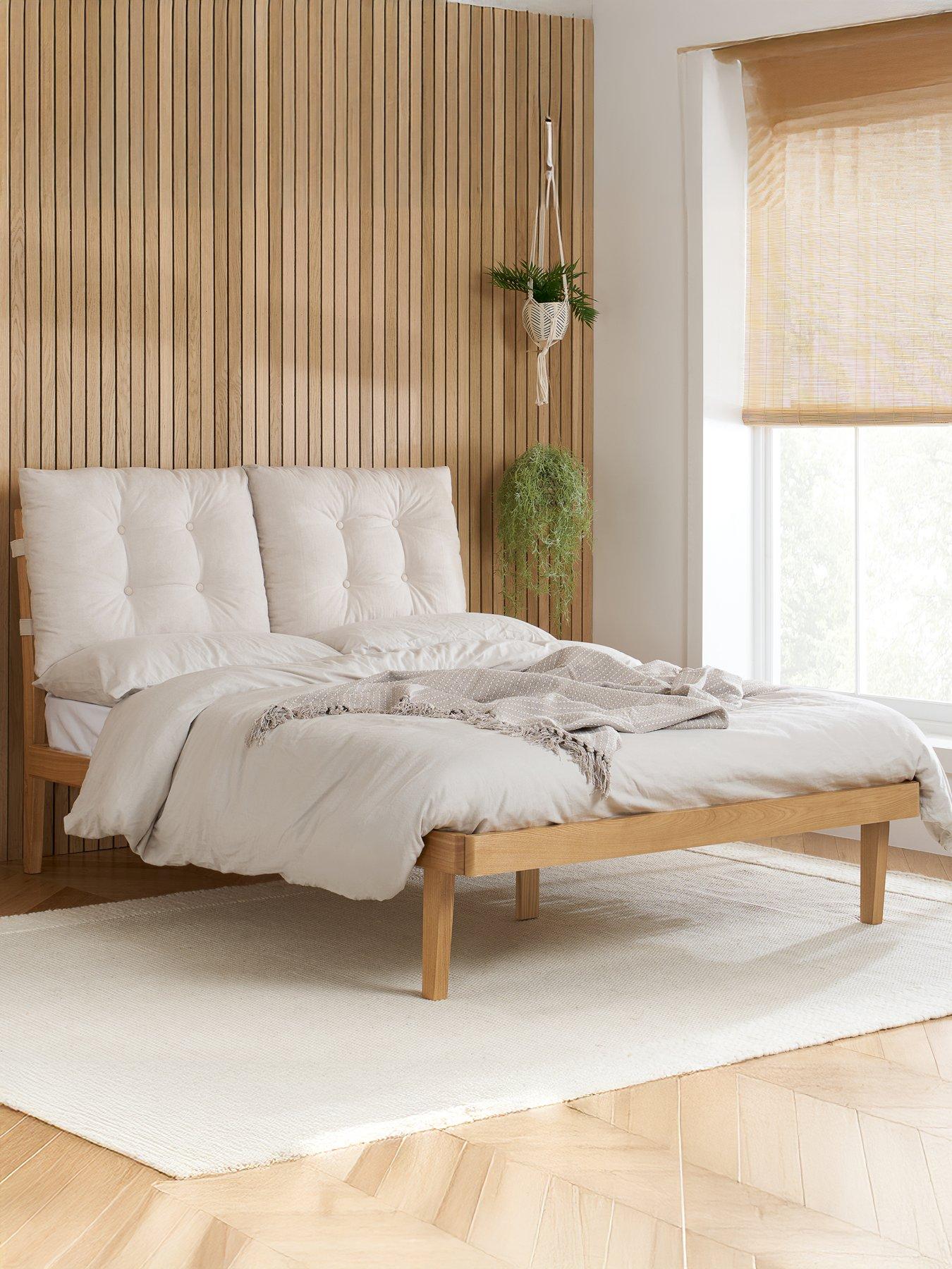 Image 1 of 7 of Birlea Ander Bed Frame with Cushion Headboard - Brown