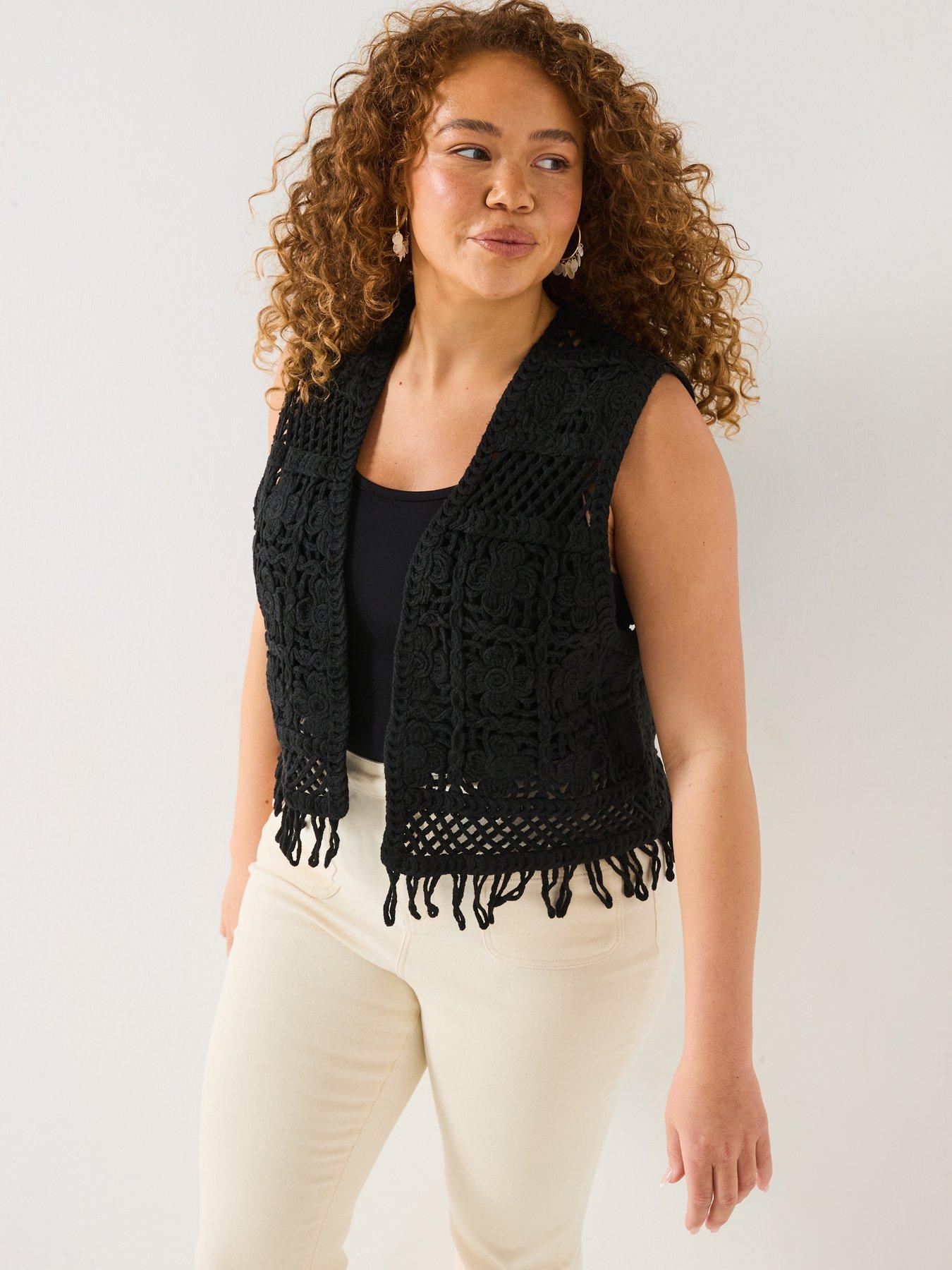 undefined Crochet Waistcoat - Black
