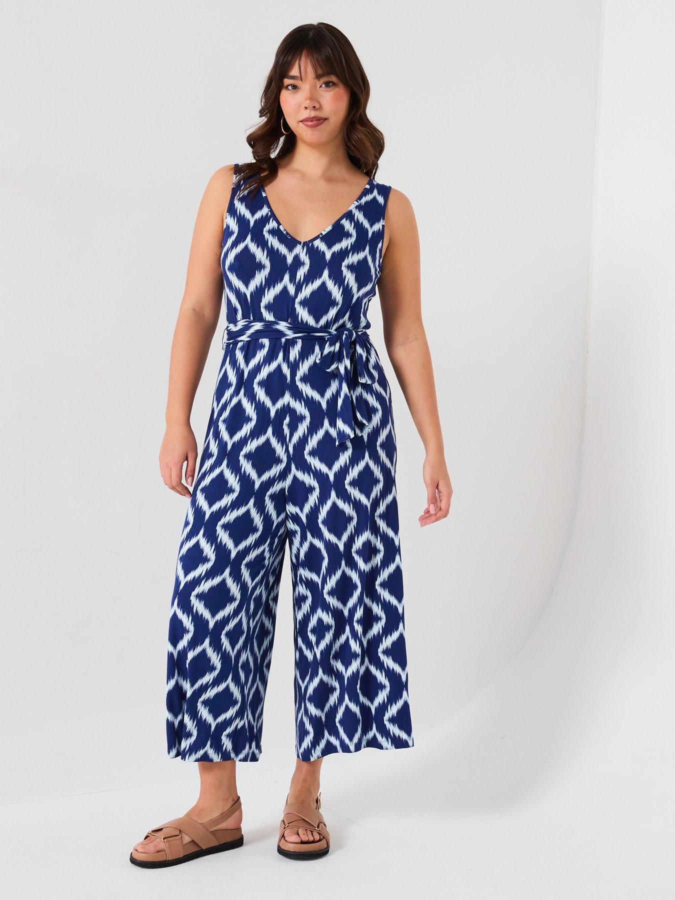 undefined Belted Stretch Jersey Jumpsuit