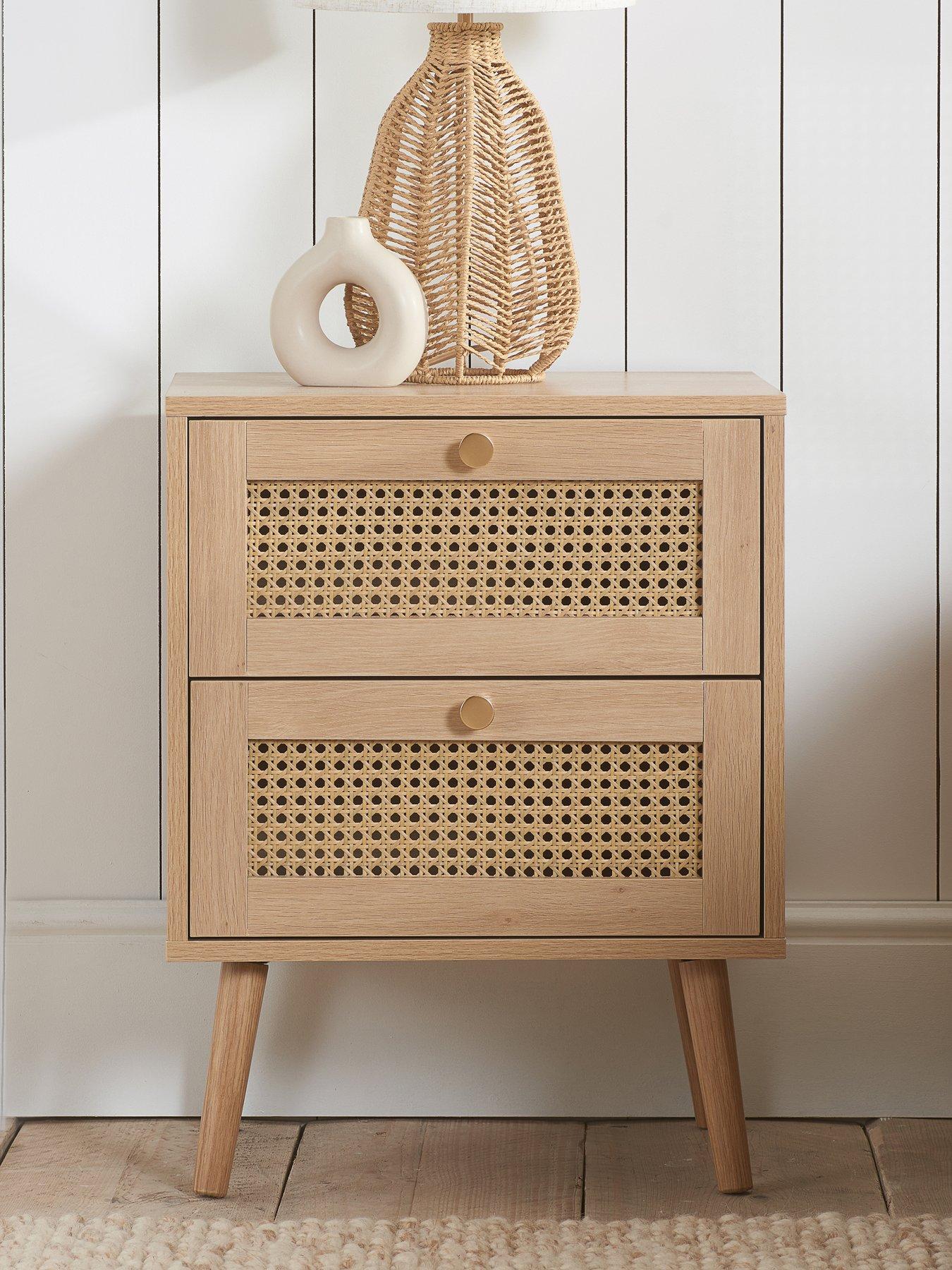 Birlea Croxley 2 Drawer Rattan Bedside