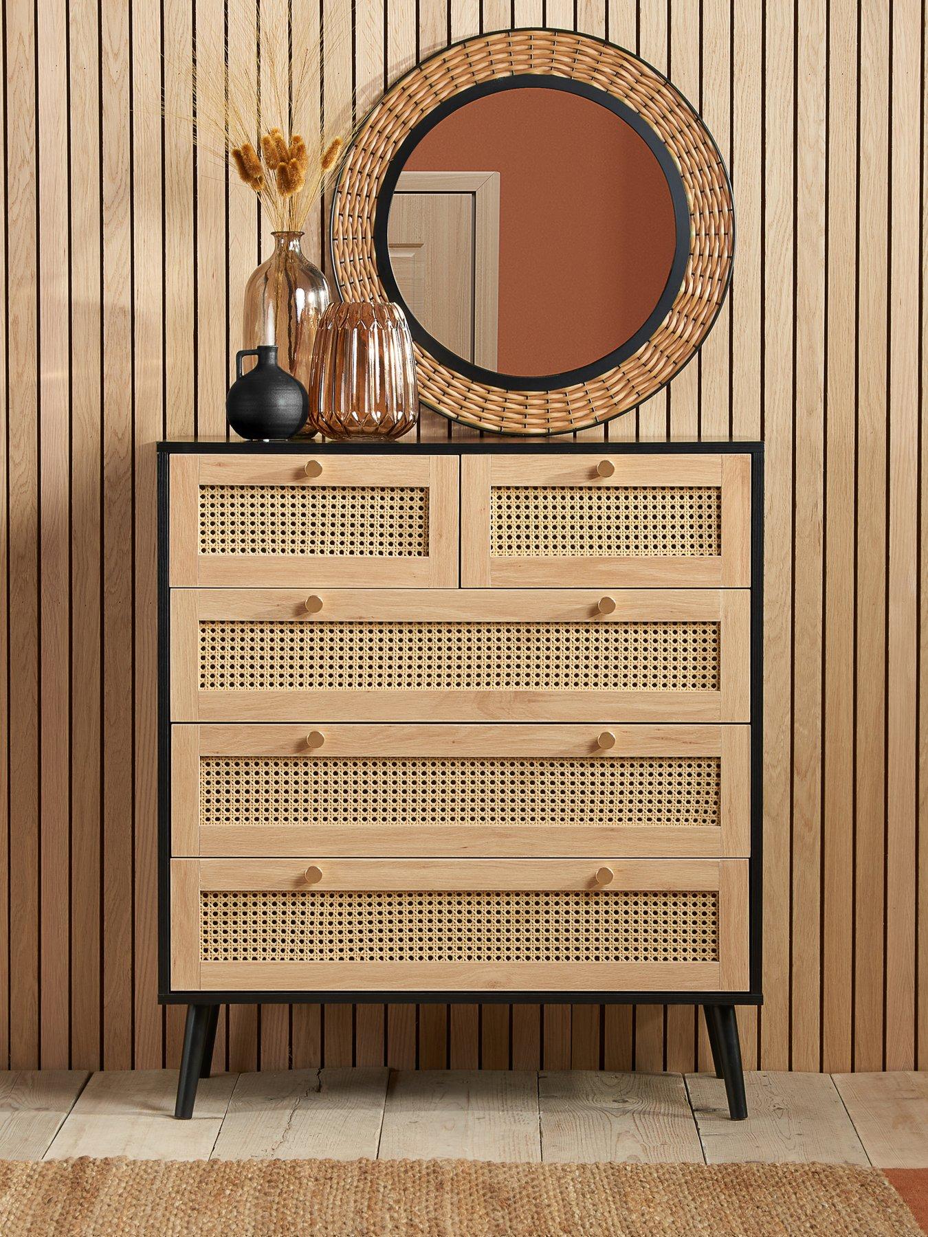 Product photograph of Birlea Croxley 5 Drawer Rattan Chest from very.co.uk