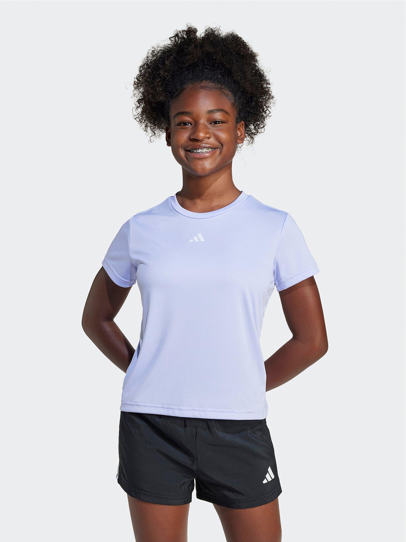 undefined Junior Girls Train Essentials T-Shirt - Violet Tone/White