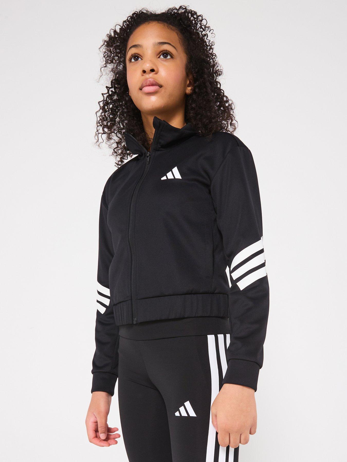 adidas Junior Girls Nxt Track Jacket Black Black/White Very