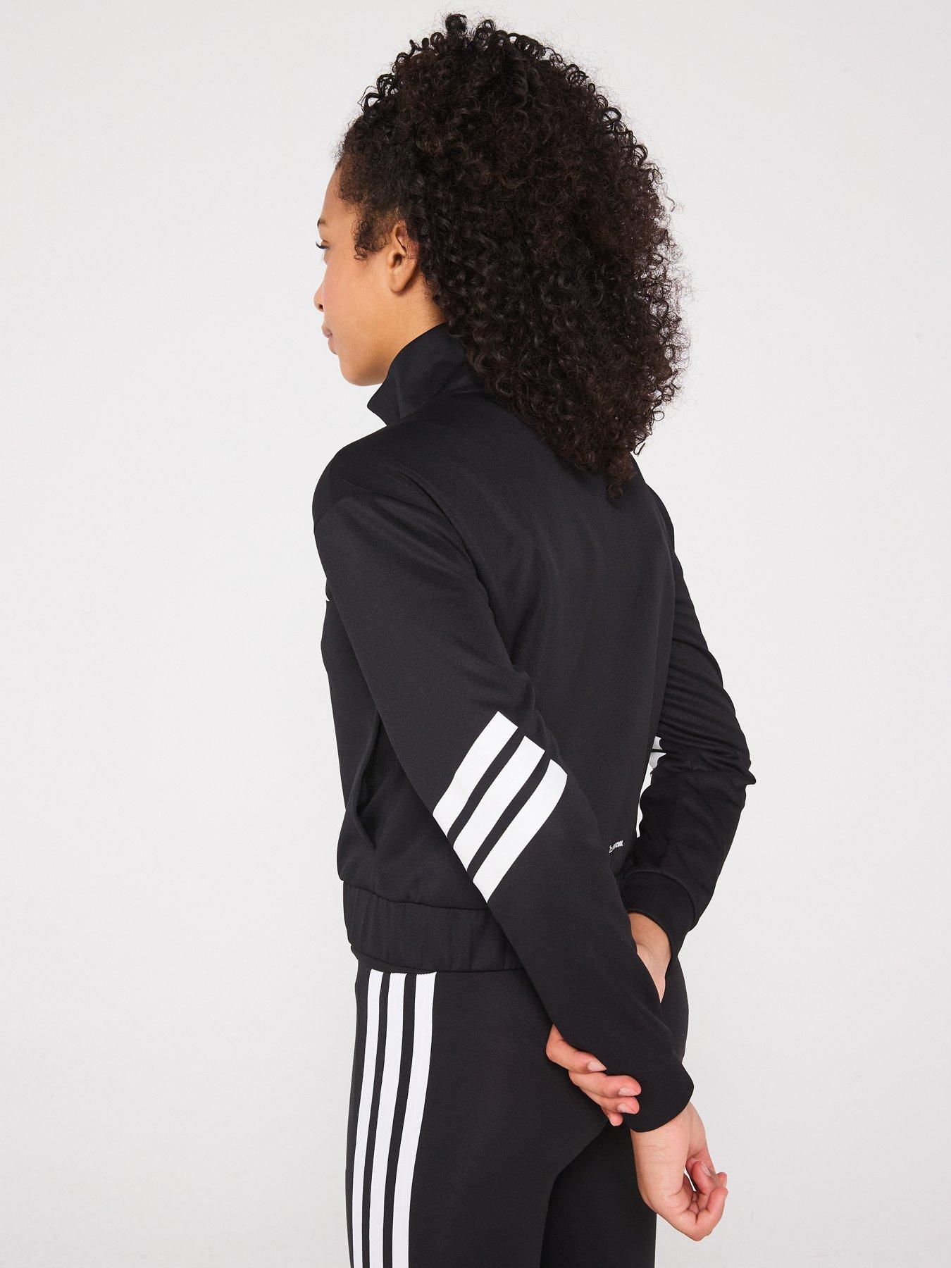 Image 2 of 6 of adidas Junior Girls Nxt Tracksuit Jacket - Black - Black/White