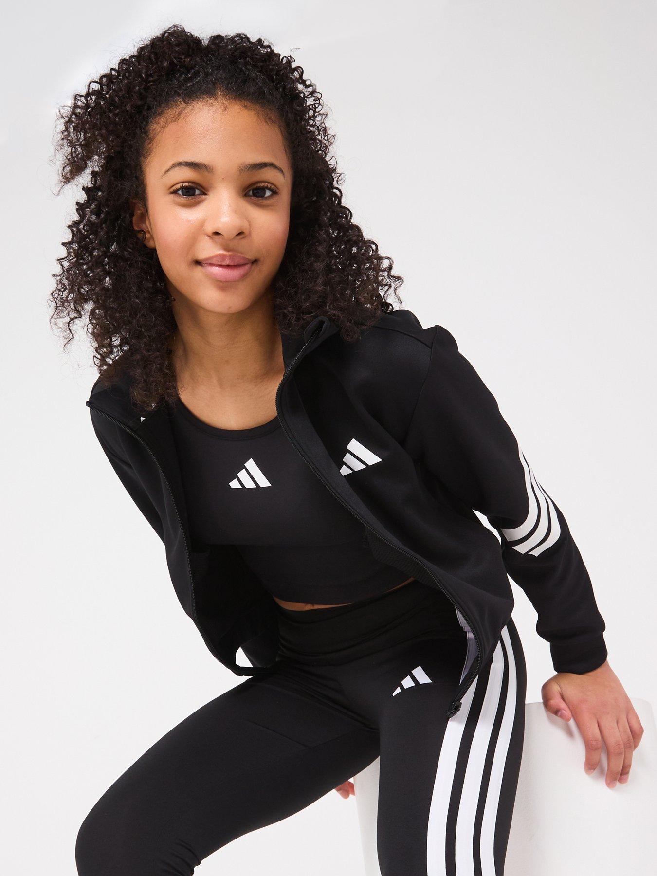 Image 4 of 6 of adidas Junior Girls Nxt Tracksuit Jacket - Black - Black/White