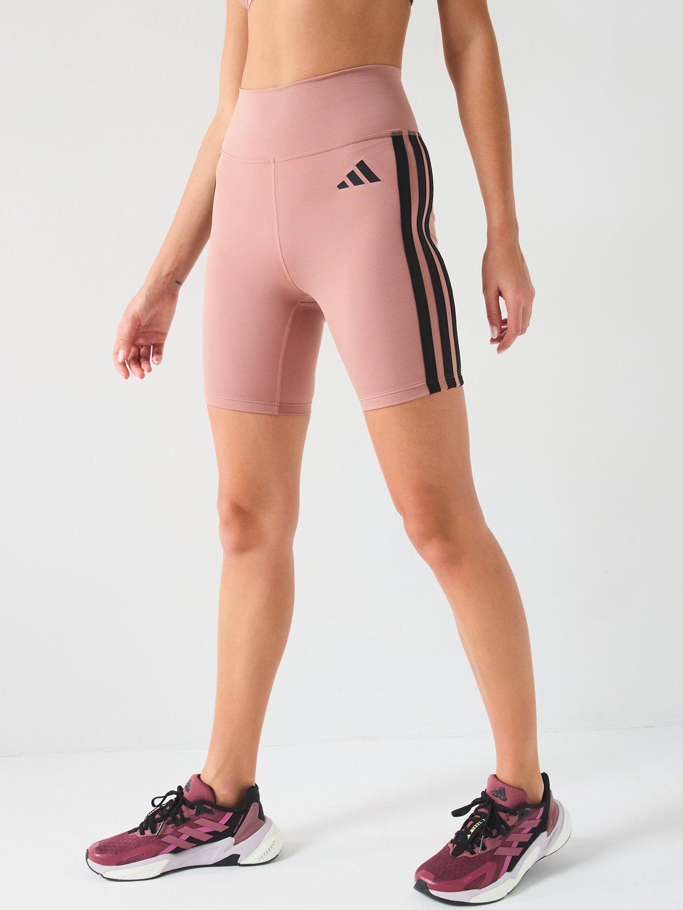 undefined Womens Training Optime Essentials 3 Stripe 5 Inch Bike Shorts - Brown