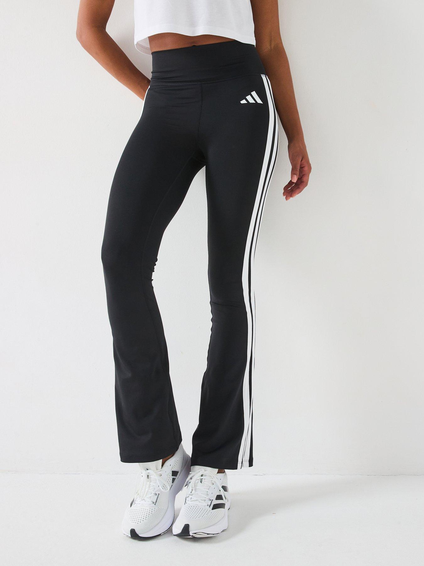 adidas Womens Training Optime Essentials 3 Stripe Flare Pants - Black