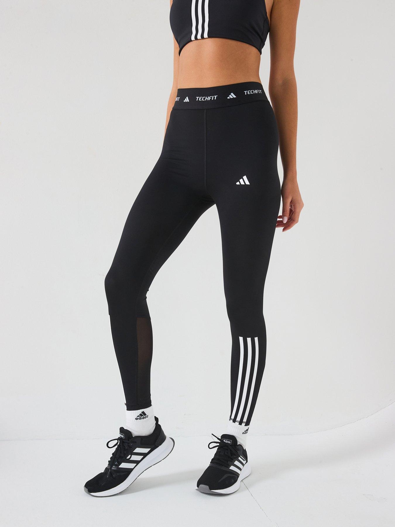 undefined Womens Training Tech Fit 3 Stripe 7/8 Tights - Black
