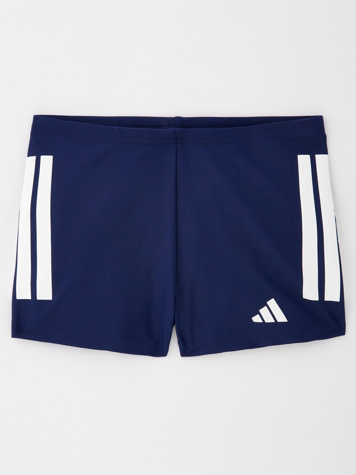 undefined Junior Boys 3 Stripe Boxer Swim Shorts - Navy