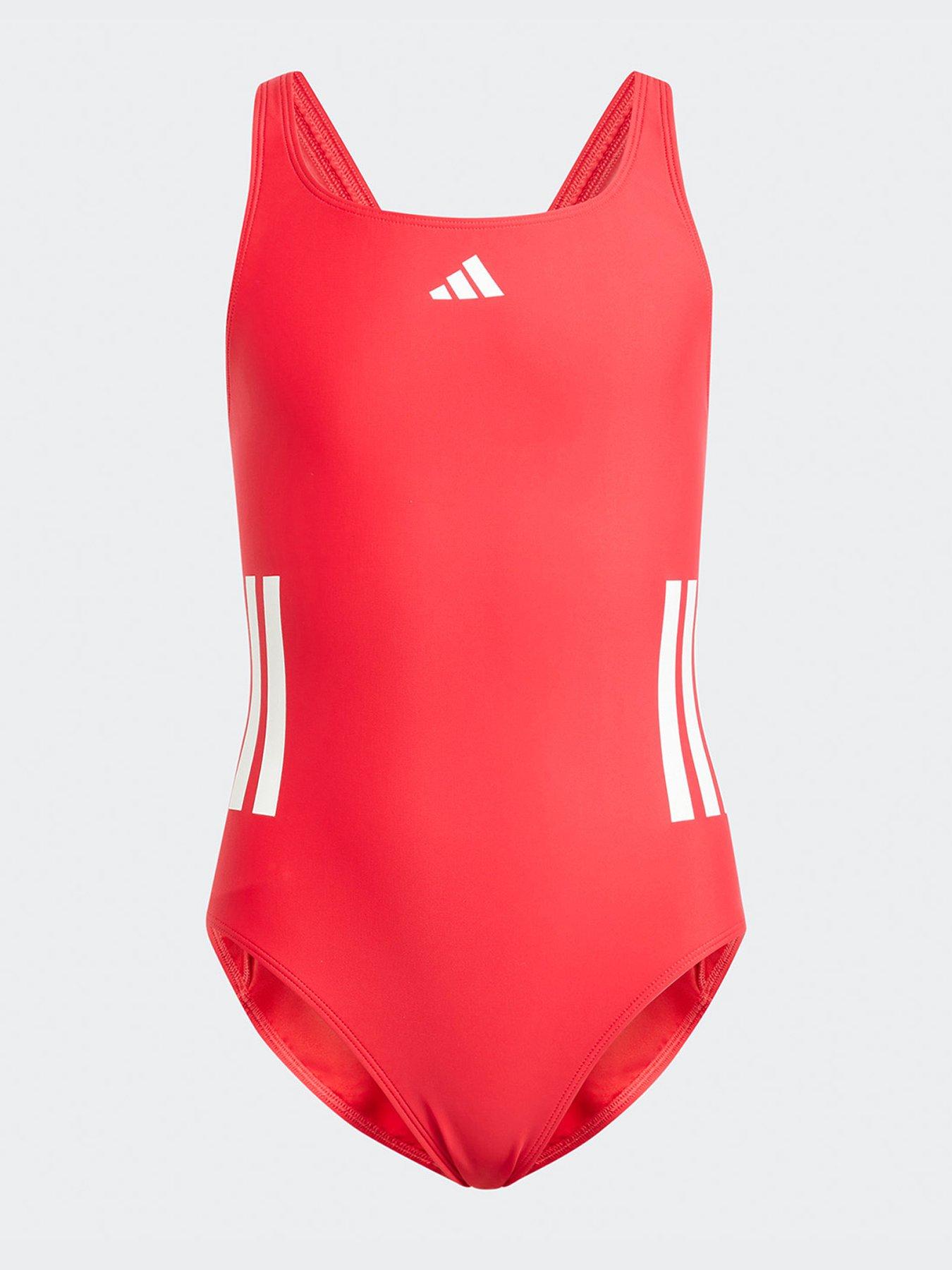 undefined Junior Girls 3 Stripe Swimsuit - Red