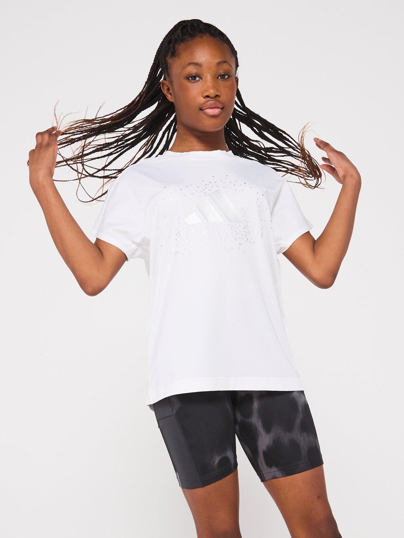 Image of adidas Junior Girls Training Logo T-Shirt - White