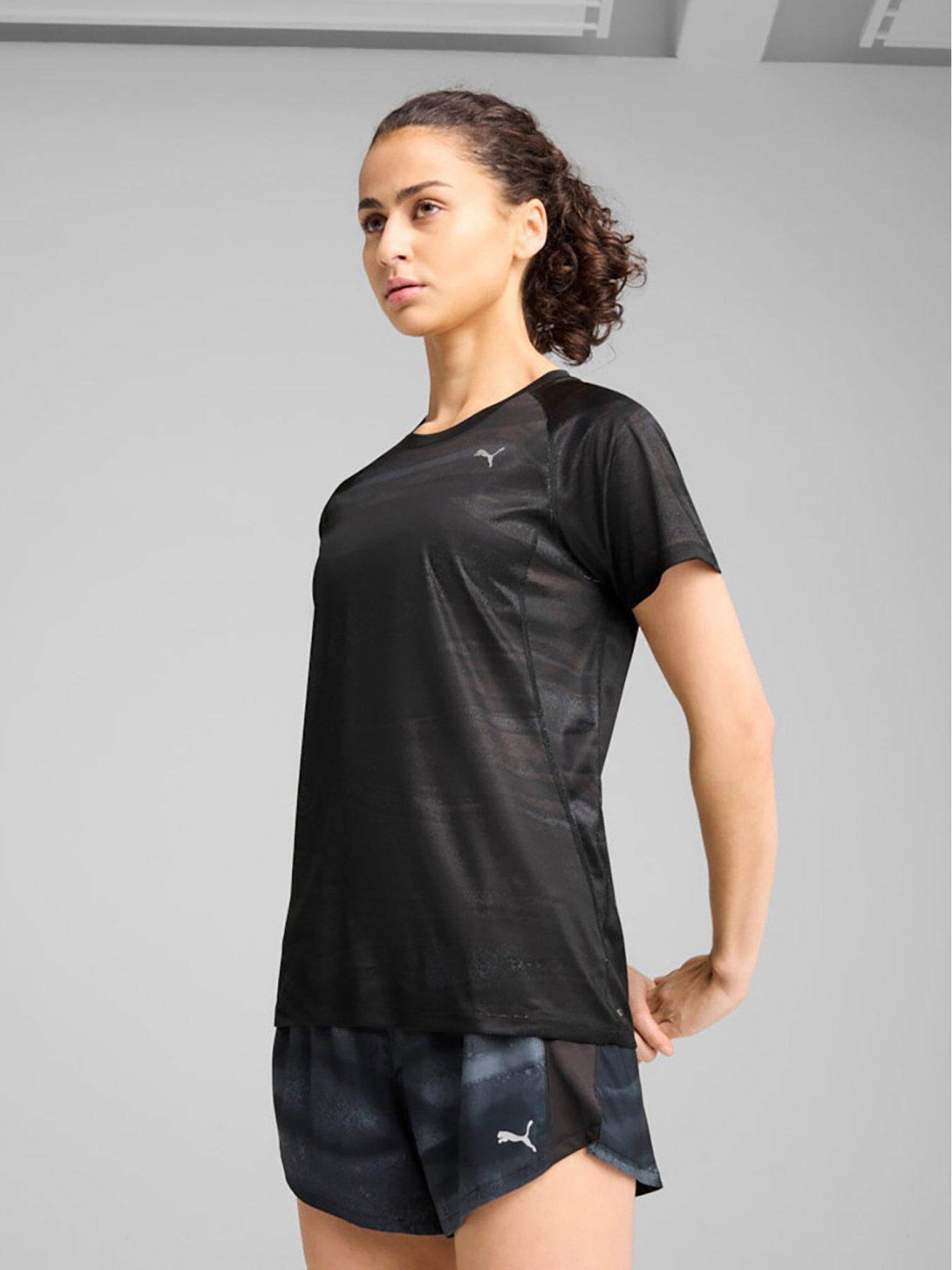 undefined Womens Running Velocity Printed T-Shirt - Black