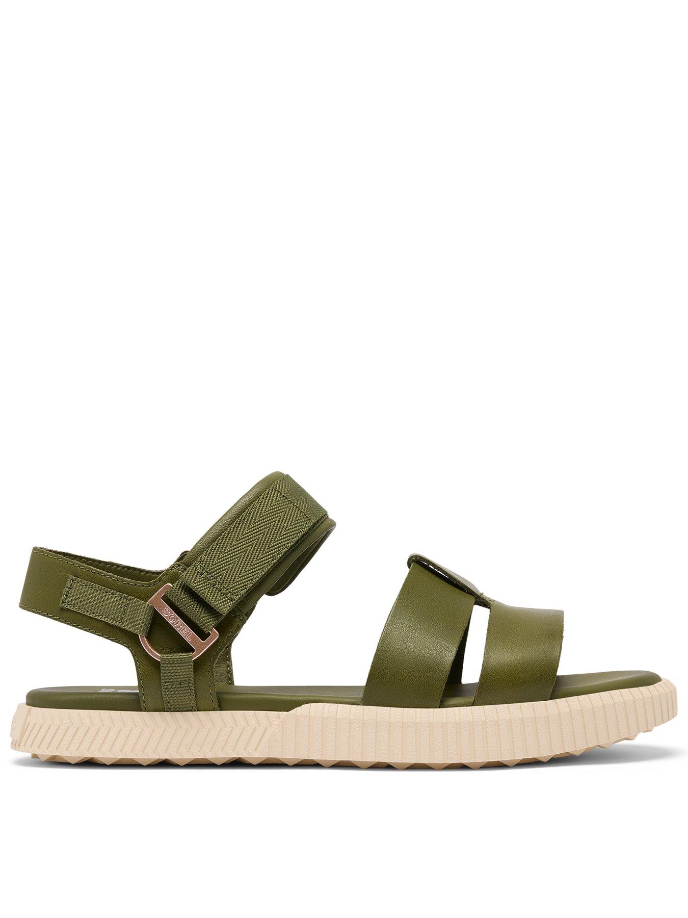 SOREL Womens Ona Ave Ankle Strap Flat Sandals Green Very