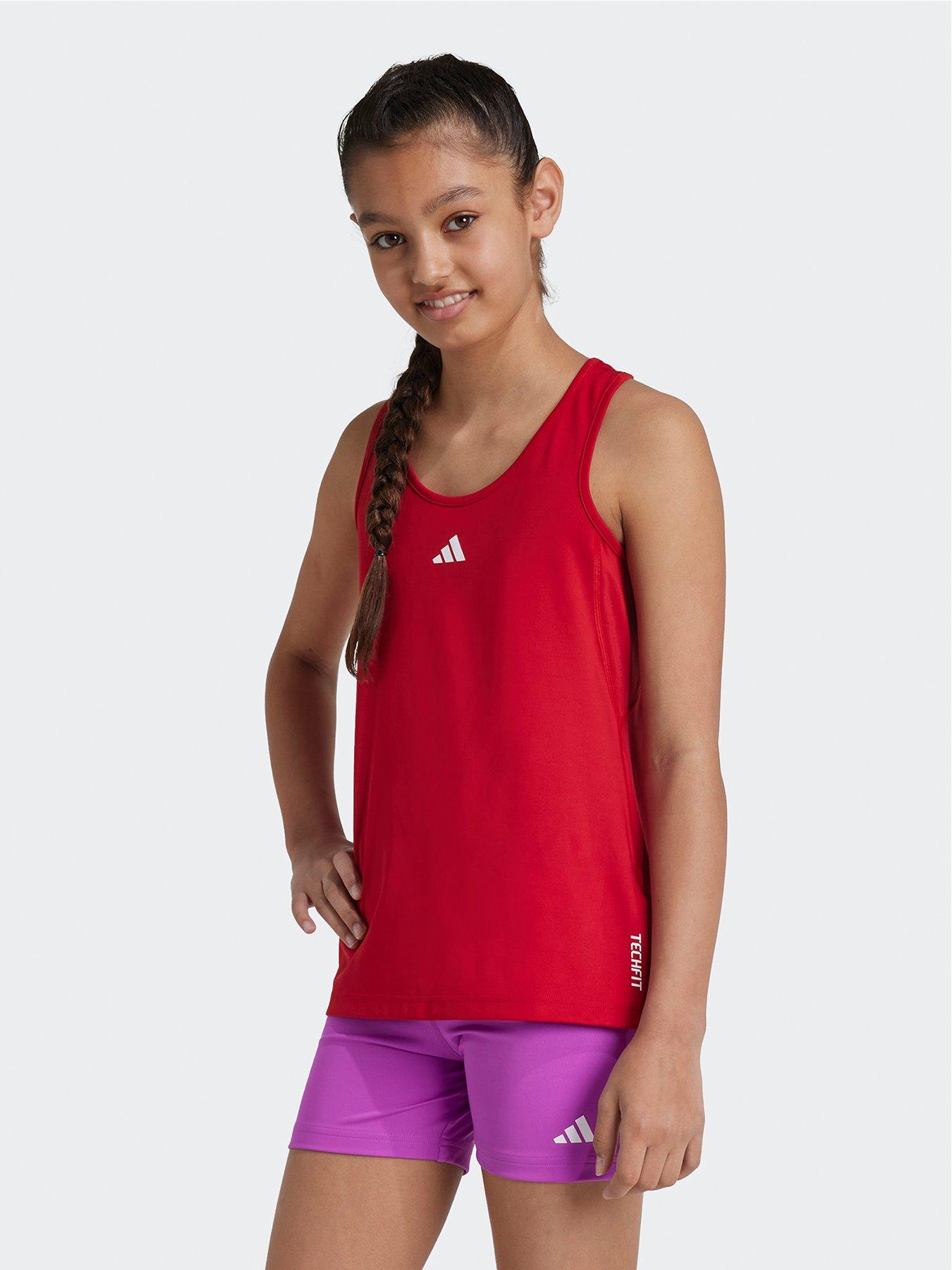 undefined Junior Girls Training Tech Fit Tank - Red