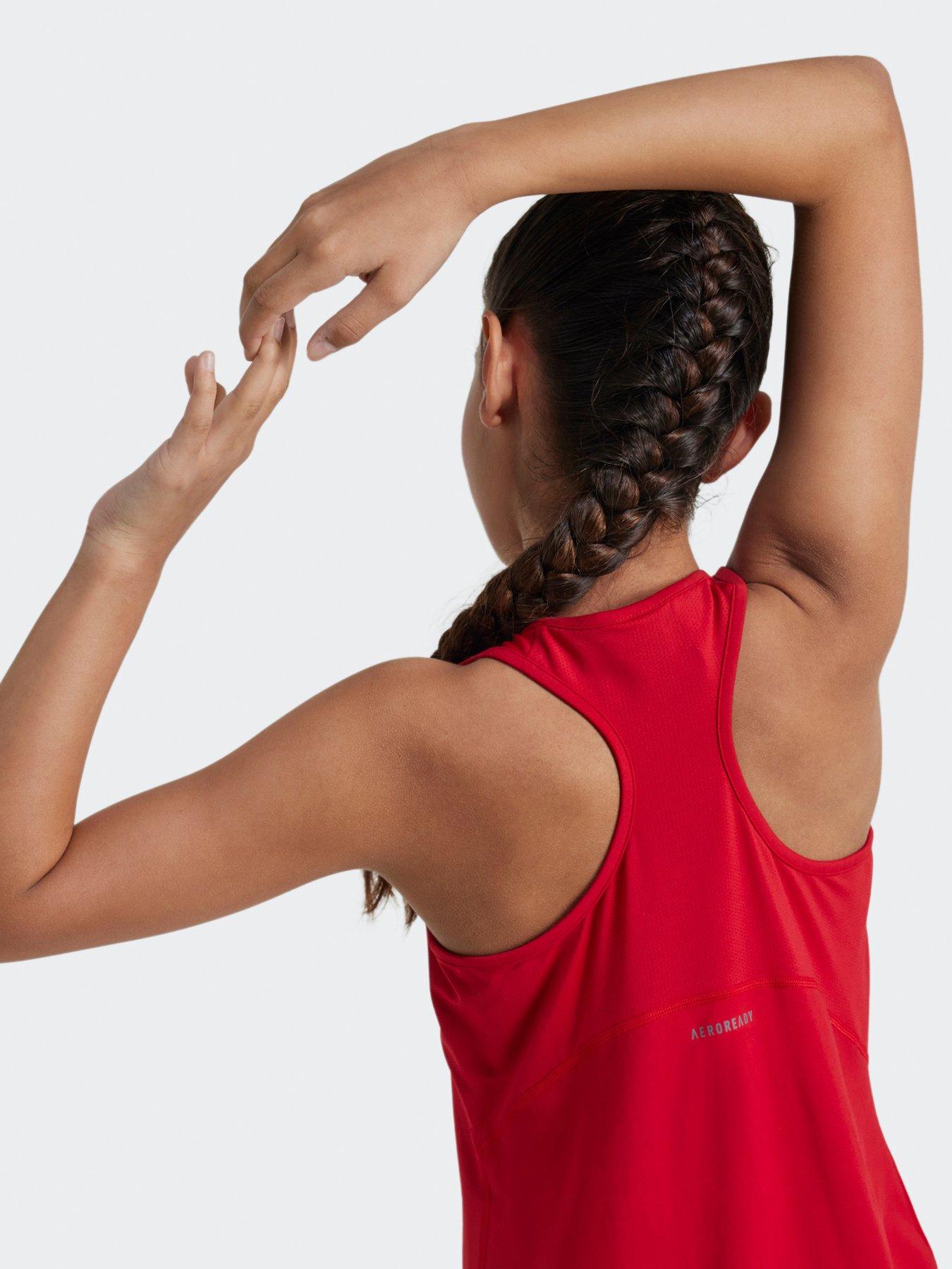 Image 4 of 5 of adidas Junior Girls Training Tech Fit Tank - Red