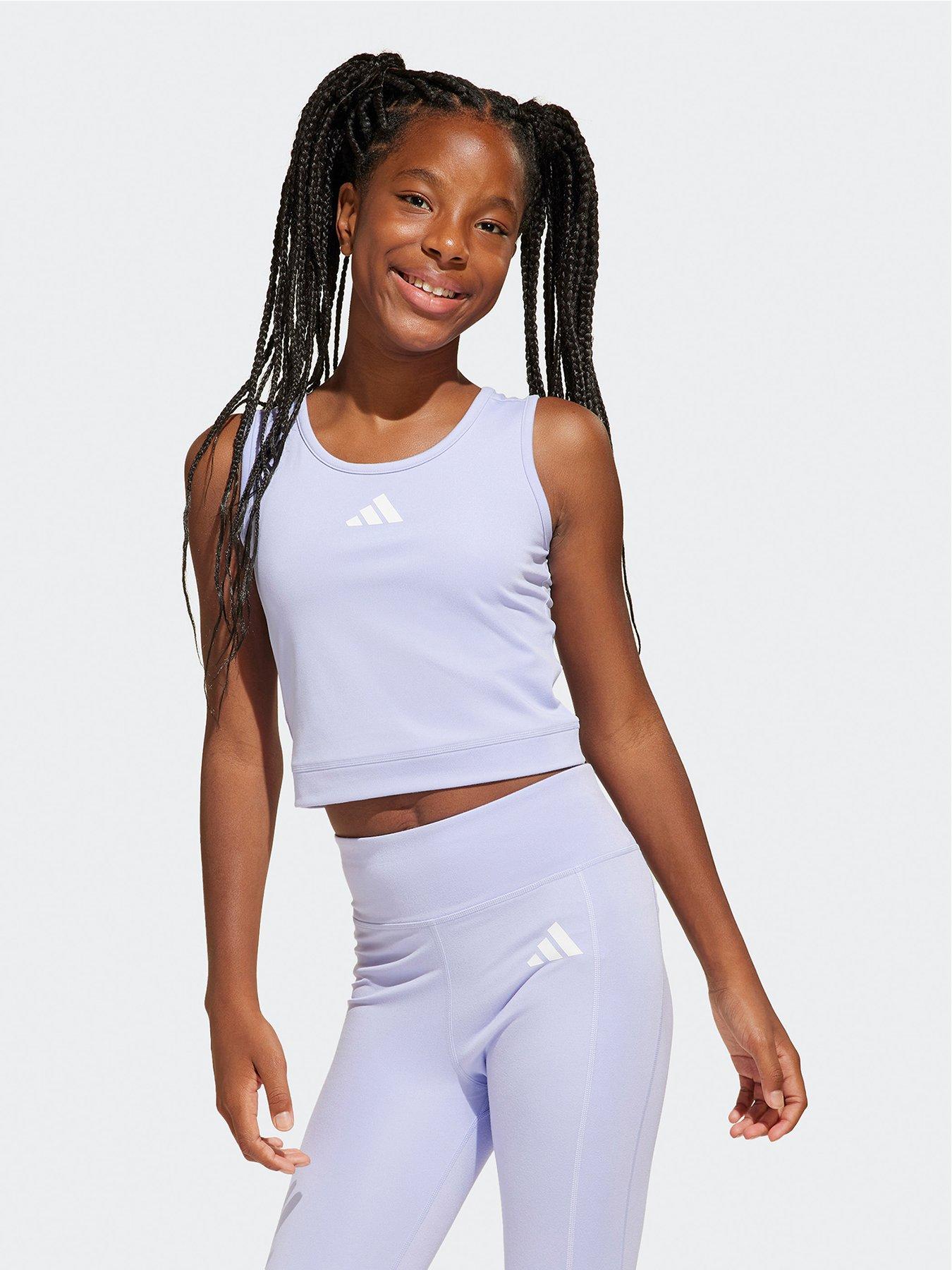 Image 1 of 5 of adidas Junior Girls Training Fav Crop Top - Purple