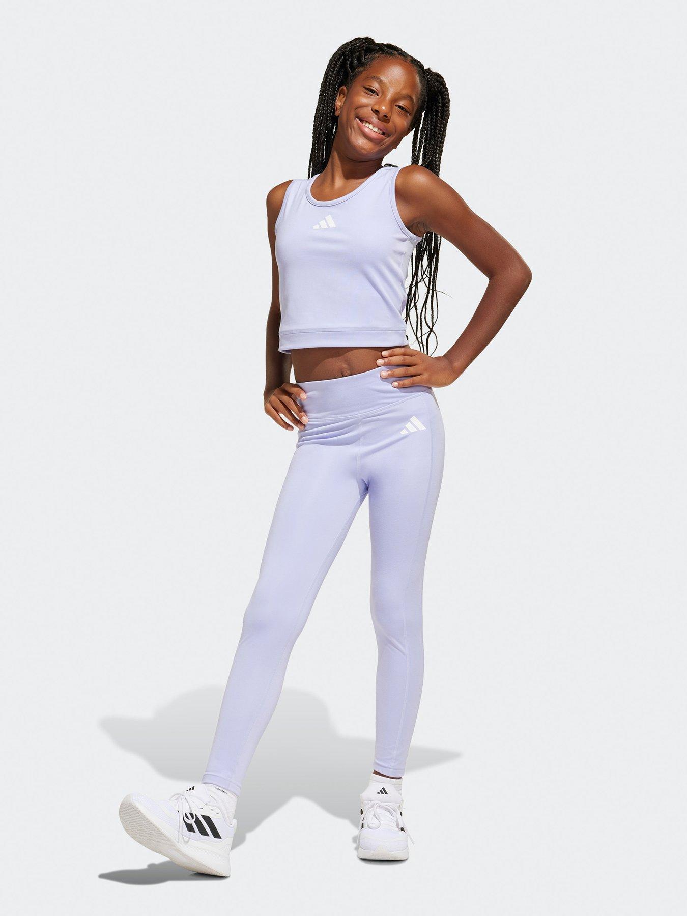 Image 2 of 5 of adidas Junior Girls Training Fav Crop Top - Purple